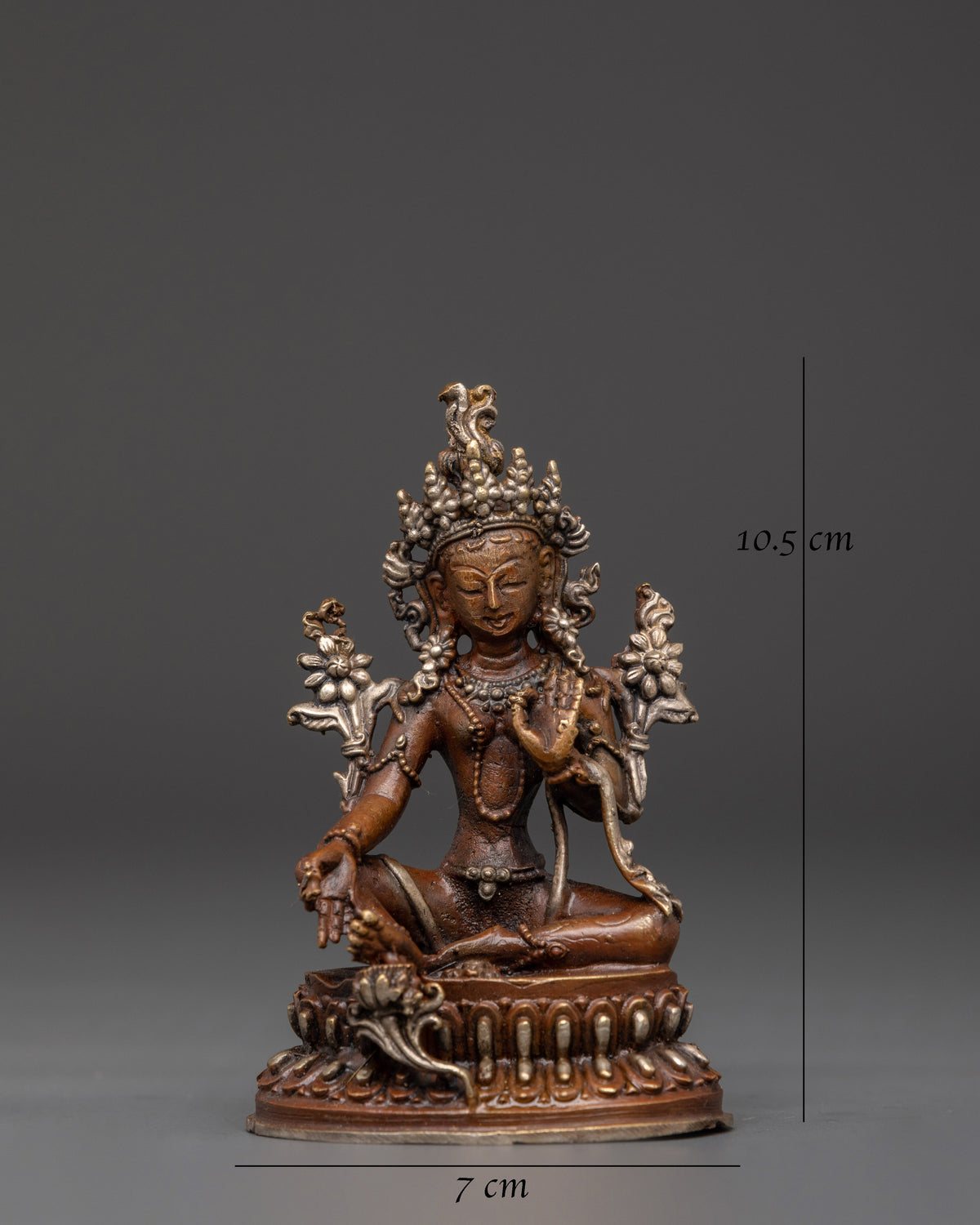 Traditional Bodhisattva Set Statues | Oxidized Copper Silver Plated Figurines