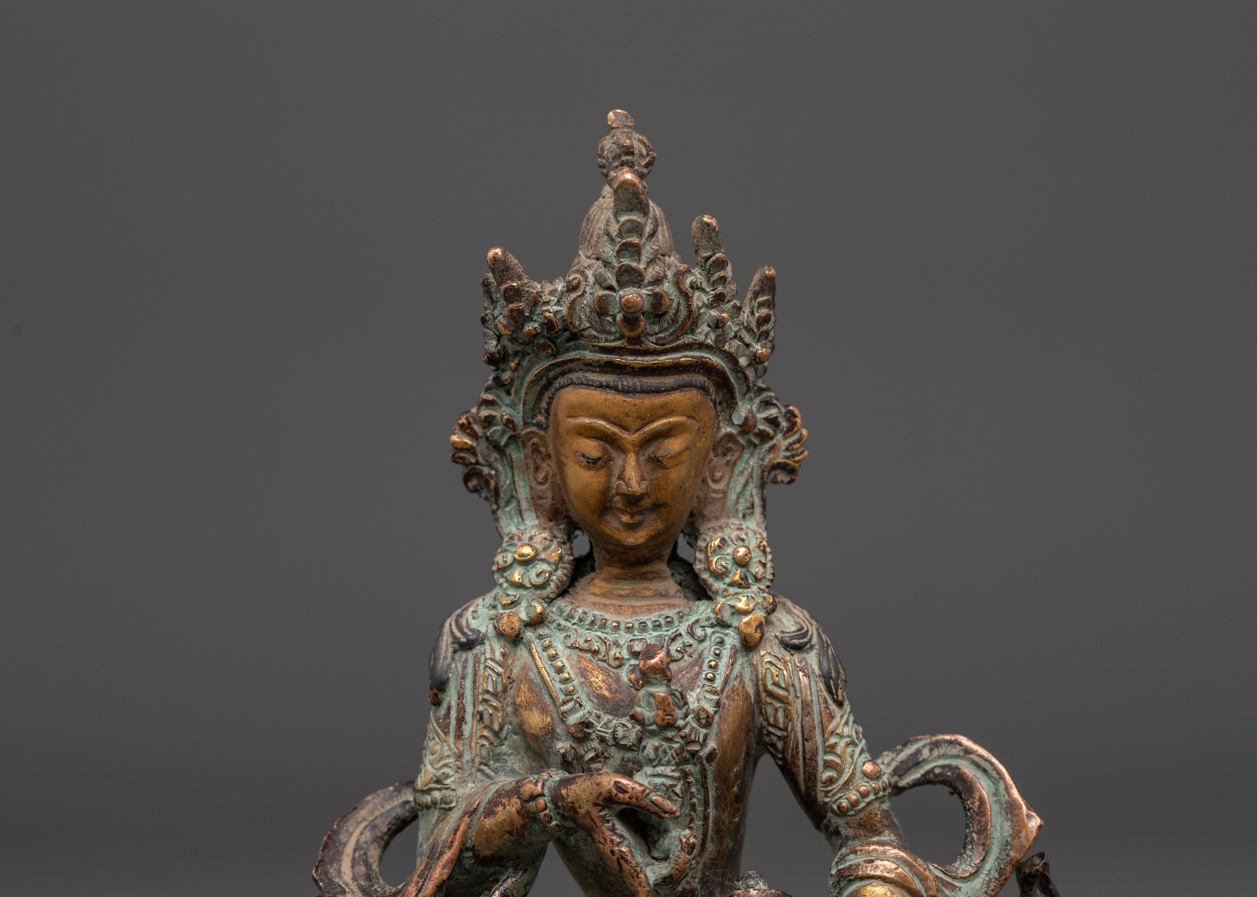 Handmade Vajrasattva Statue | Antique Finished Copper Buddha Figurine