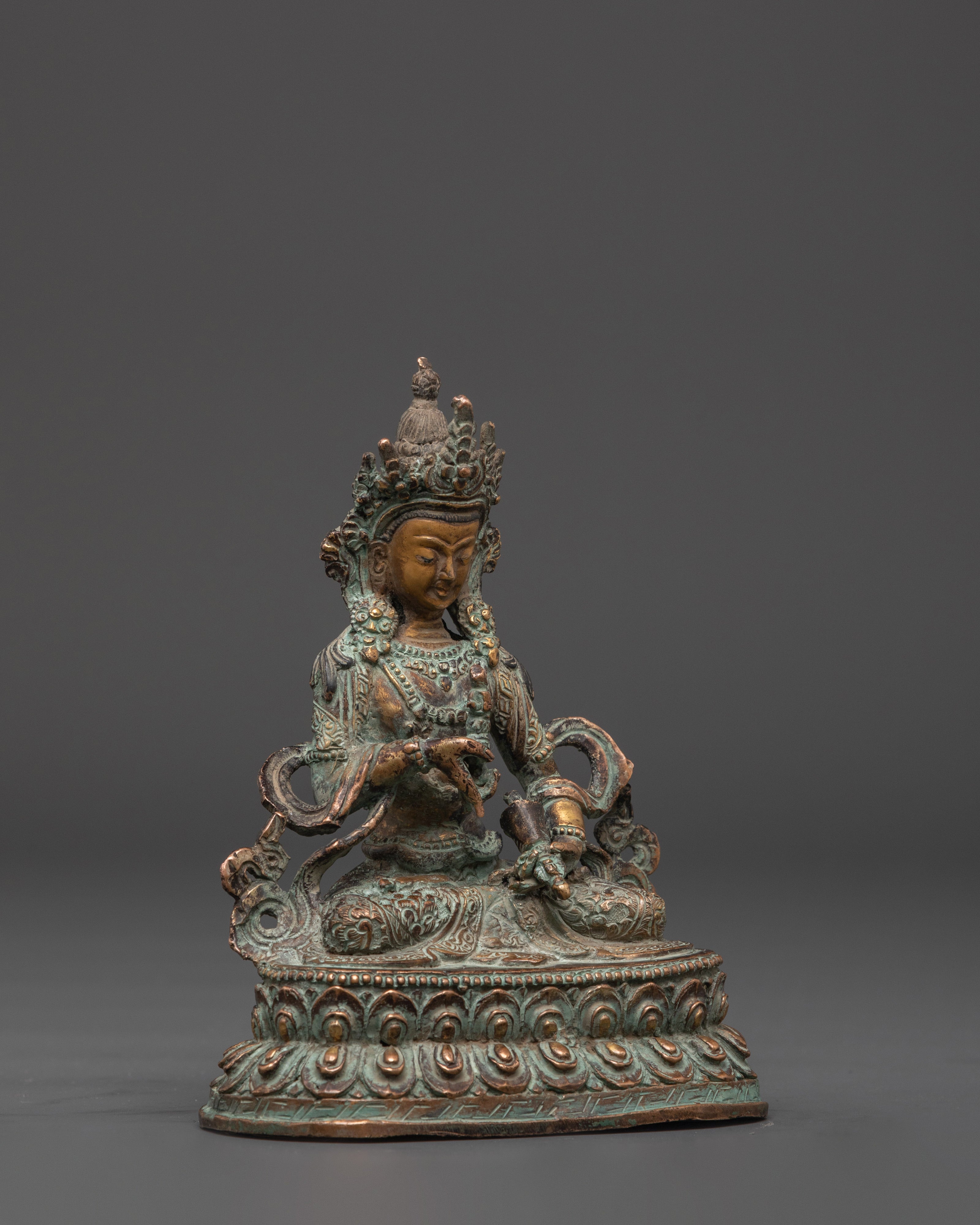 Handmade Vajrasattva Statue | Antique Finished Copper Buddha Figurine