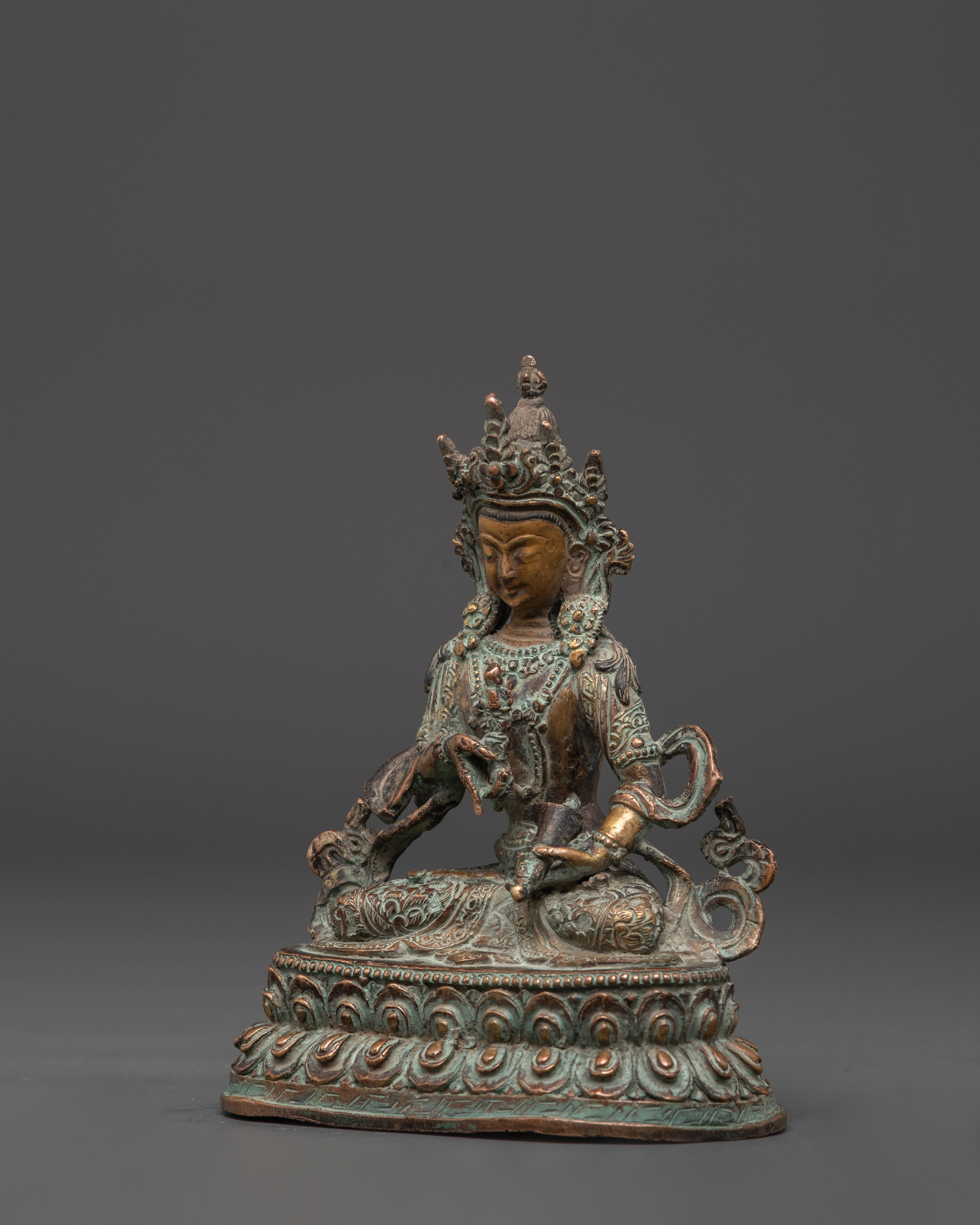 Handmade Vajrasattva Statue | Antique Finished Copper Buddha Figurine