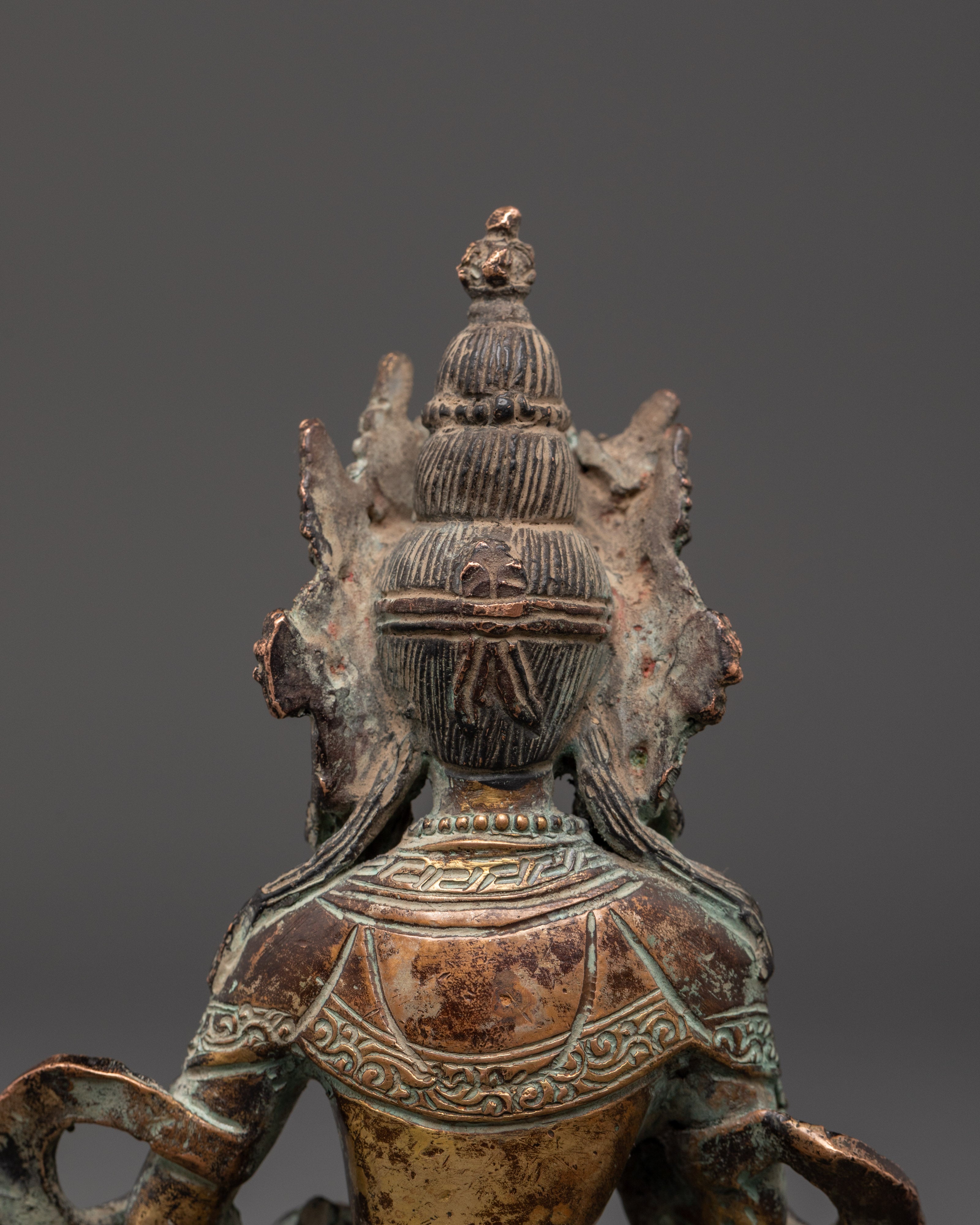 Handmade Vajrasattva Statue | Antique Finished Copper Buddha Figurine
