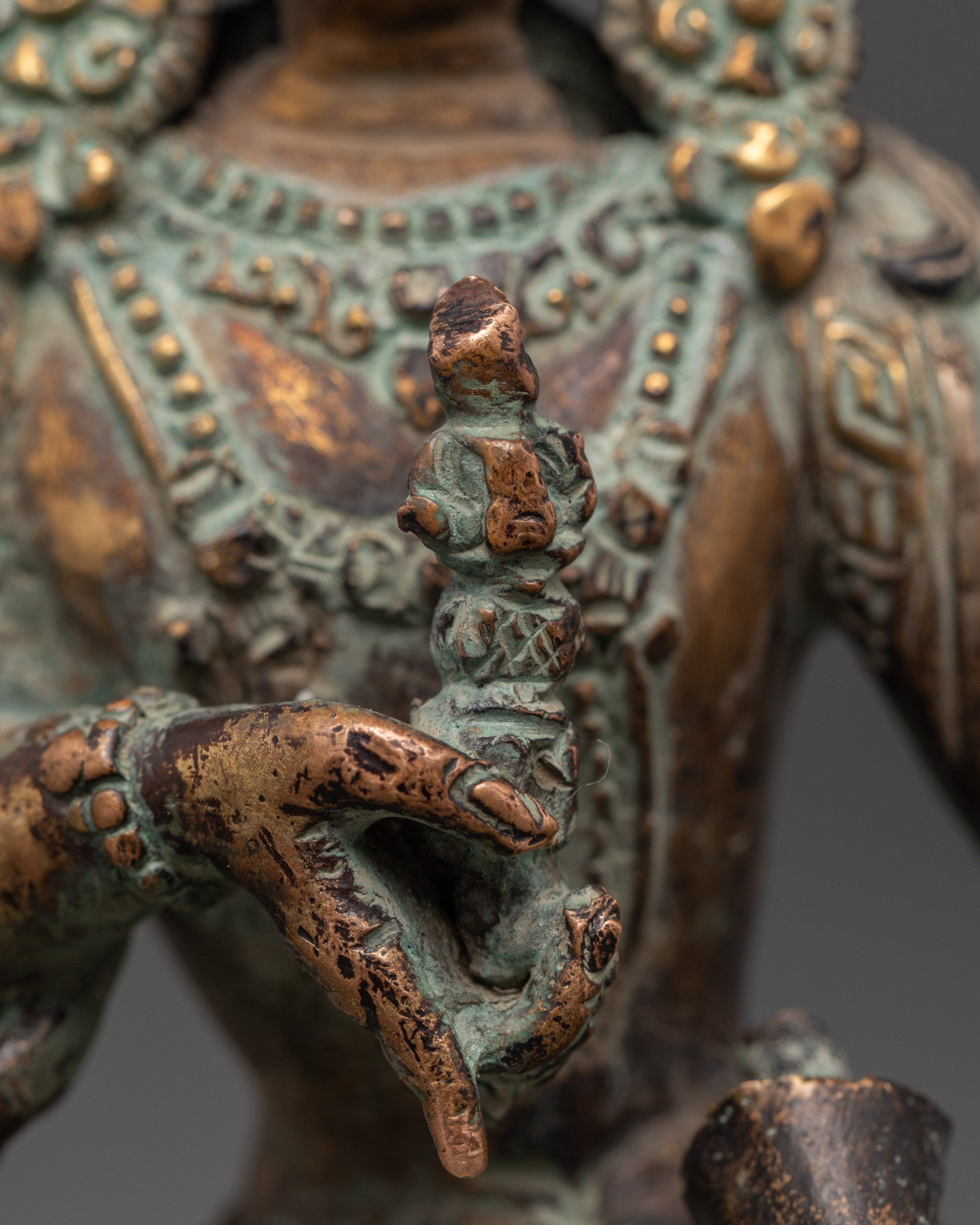 Handmade Vajrasattva Statue | Antique Finished Copper Buddha Figurine