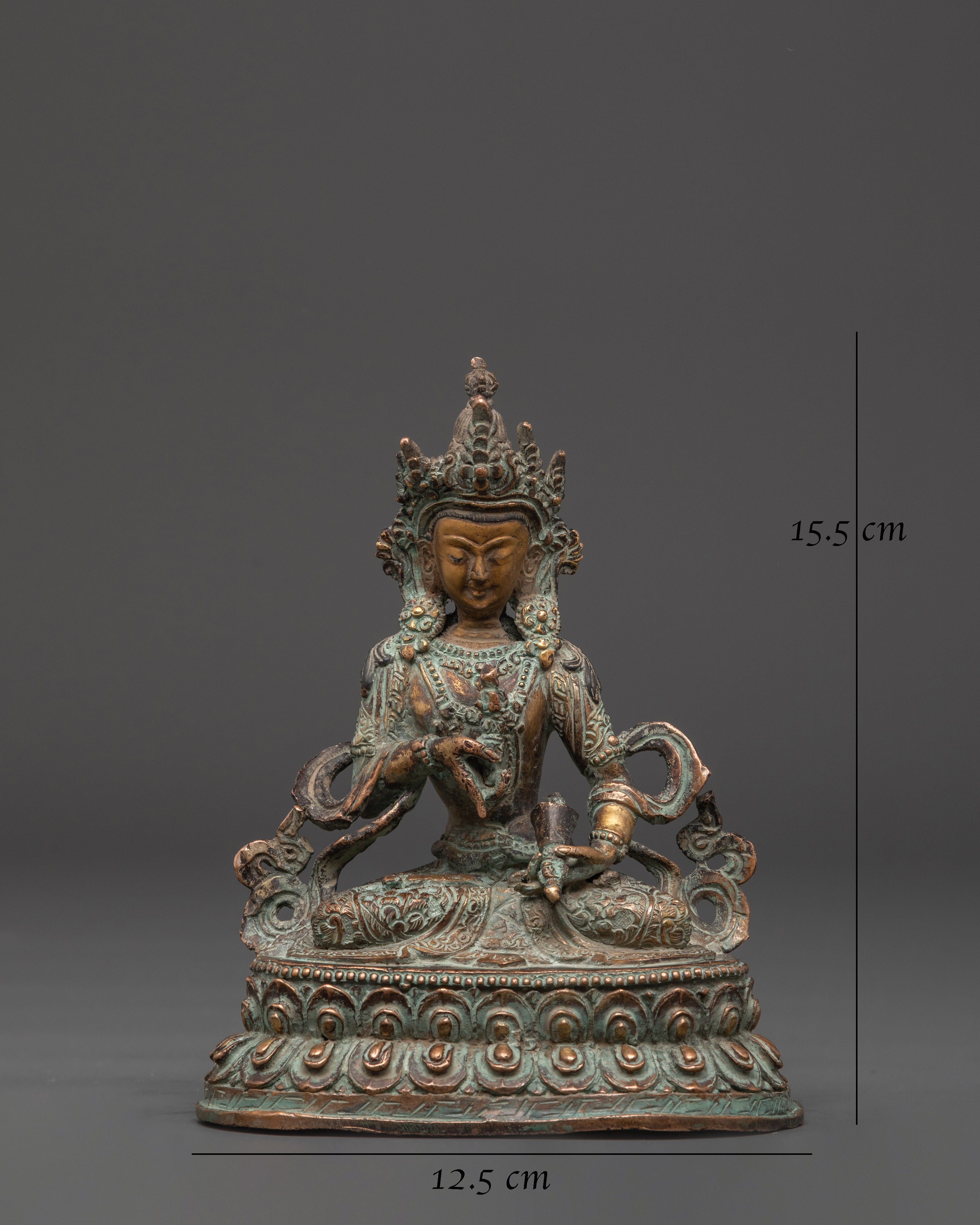Handmade Vajrasattva Statue | Antique Finished Copper Buddha Figurine