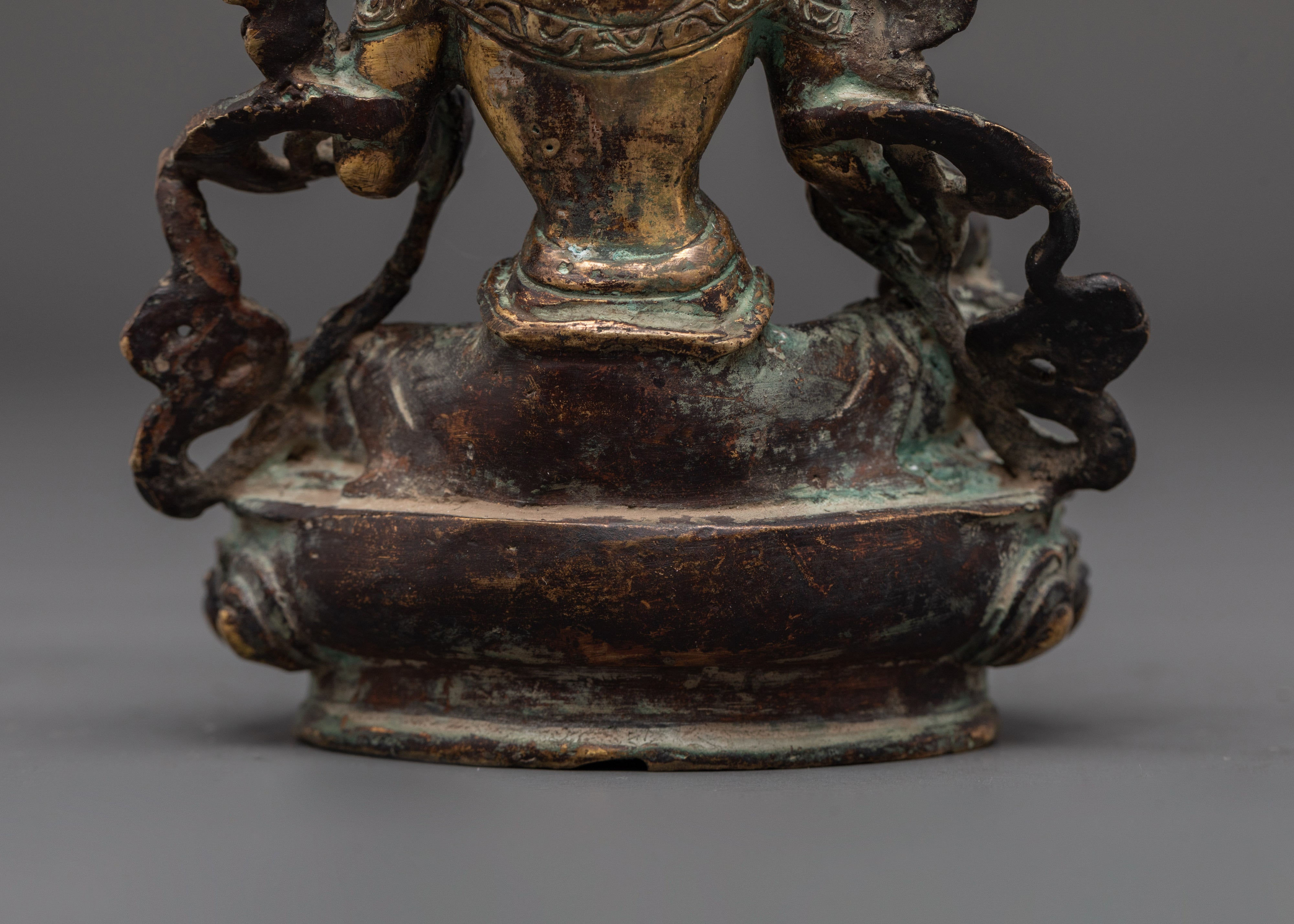 Handmade Green Tara Figurine | Antique Copper Buddha Statue