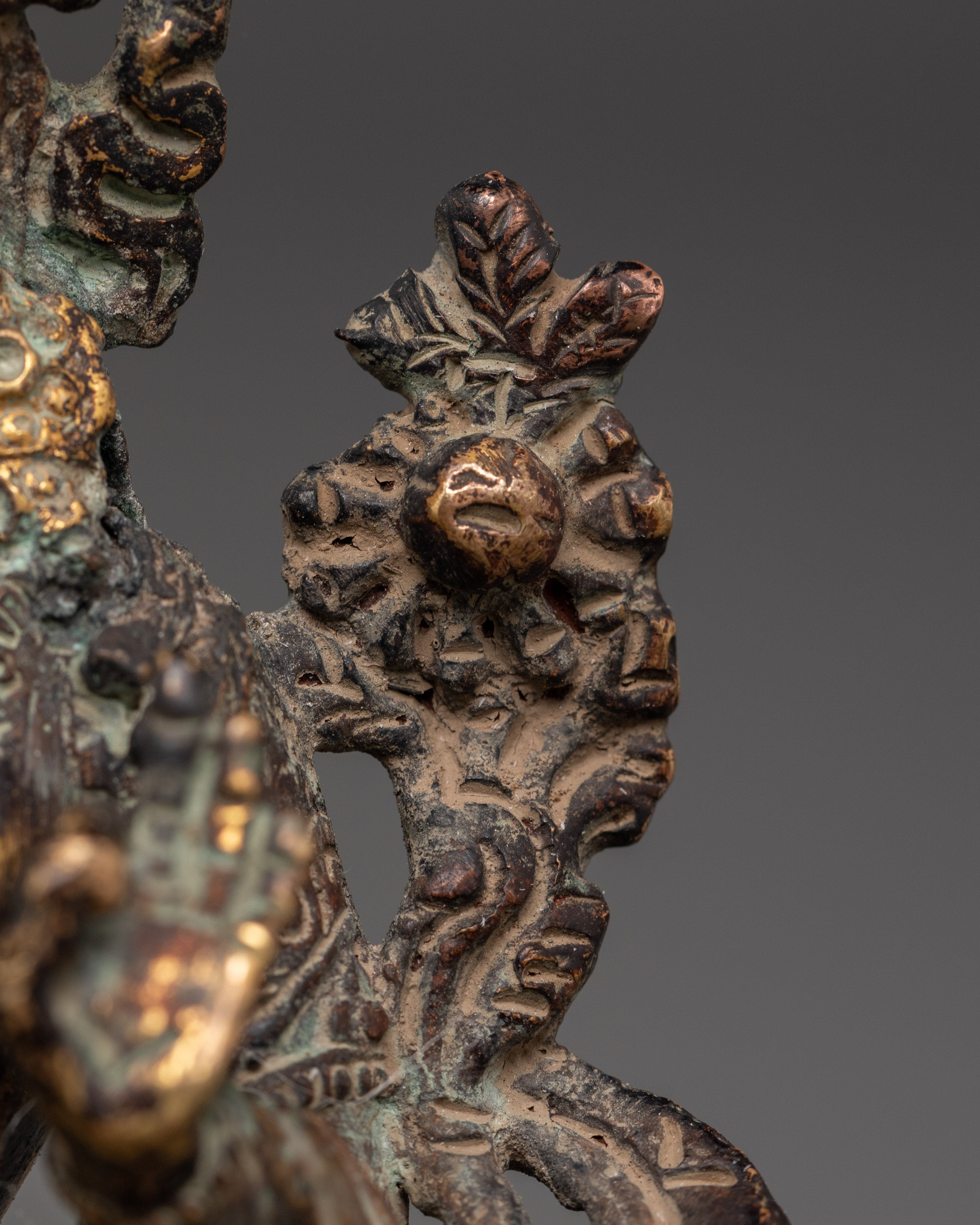 Handmade Green Tara Figurine | Antique Copper Buddha Statue