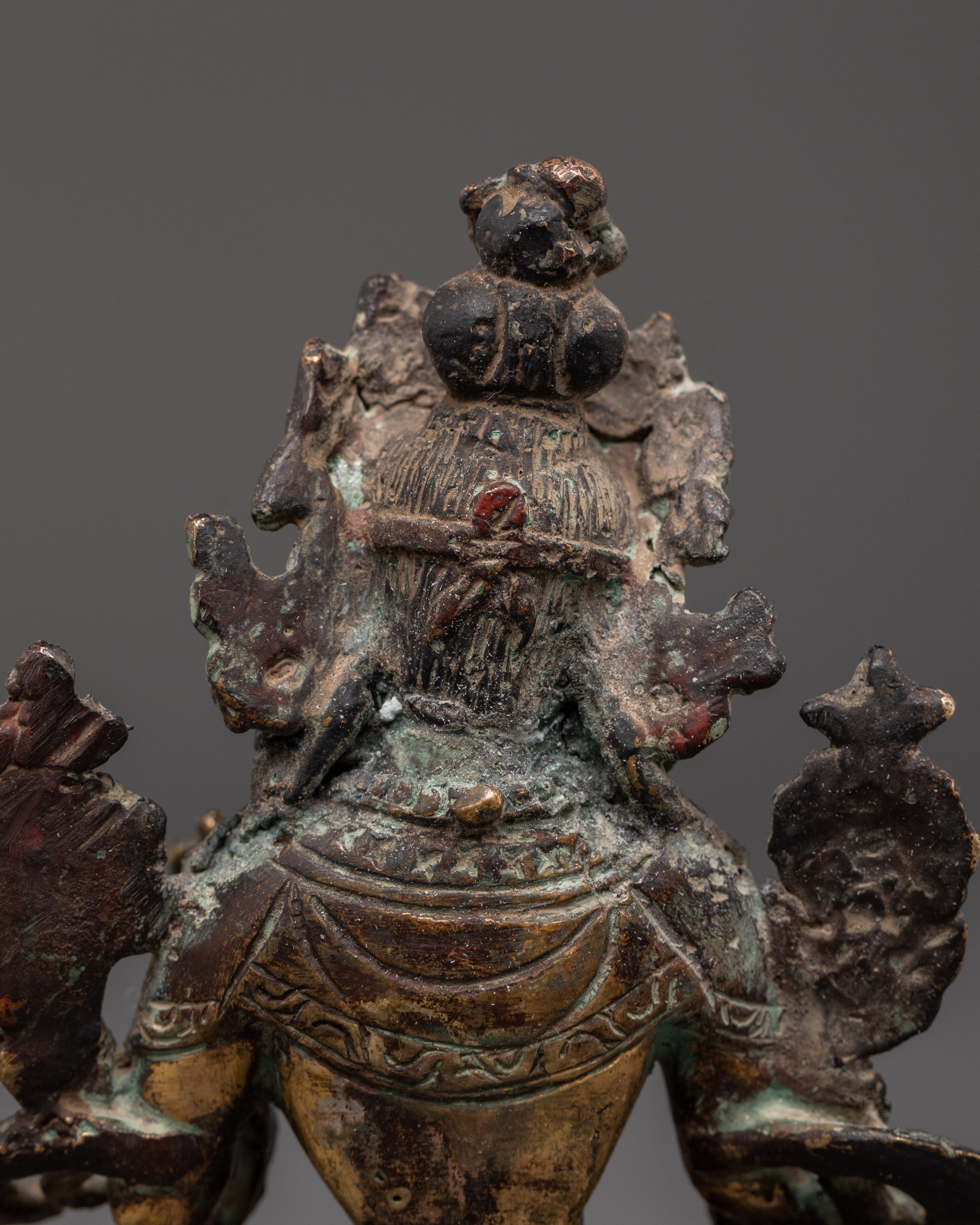 Handmade Green Tara Figurine | Antique Copper Buddha Statue