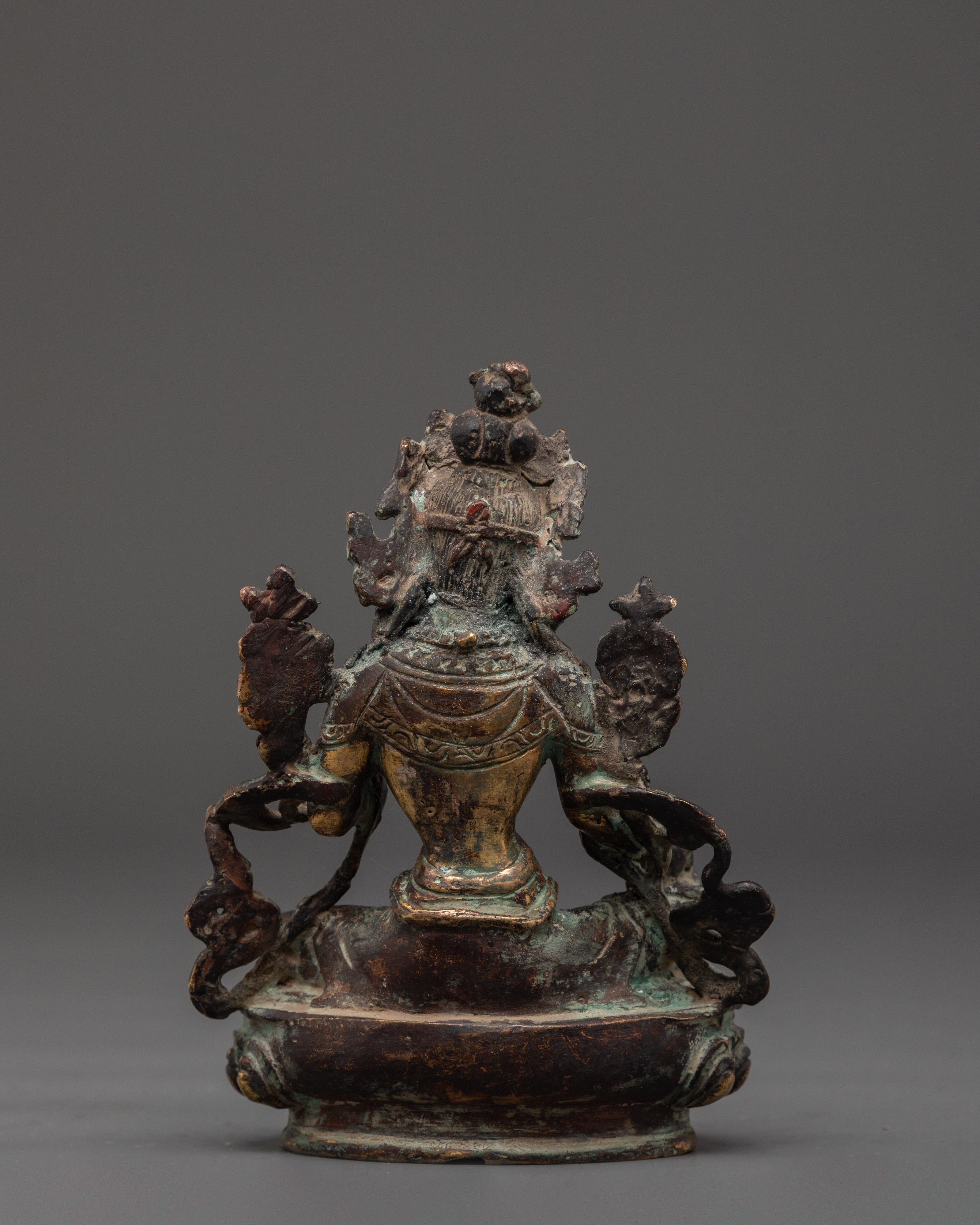 Handmade Green Tara Figurine | Antique Copper Buddha Statue