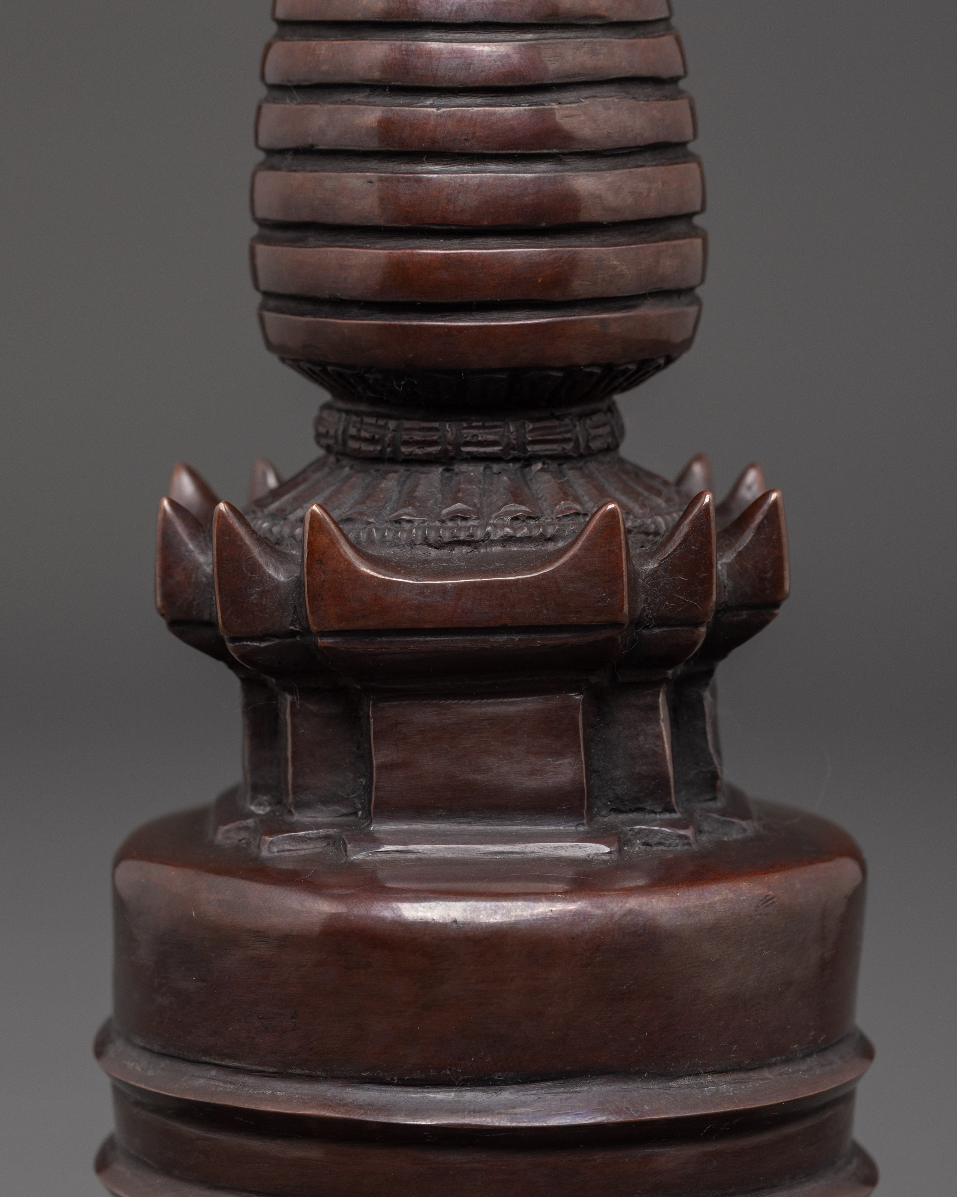 Buddhist Spiritual Stupa | Oxidized Copper Stupa for Meditation
