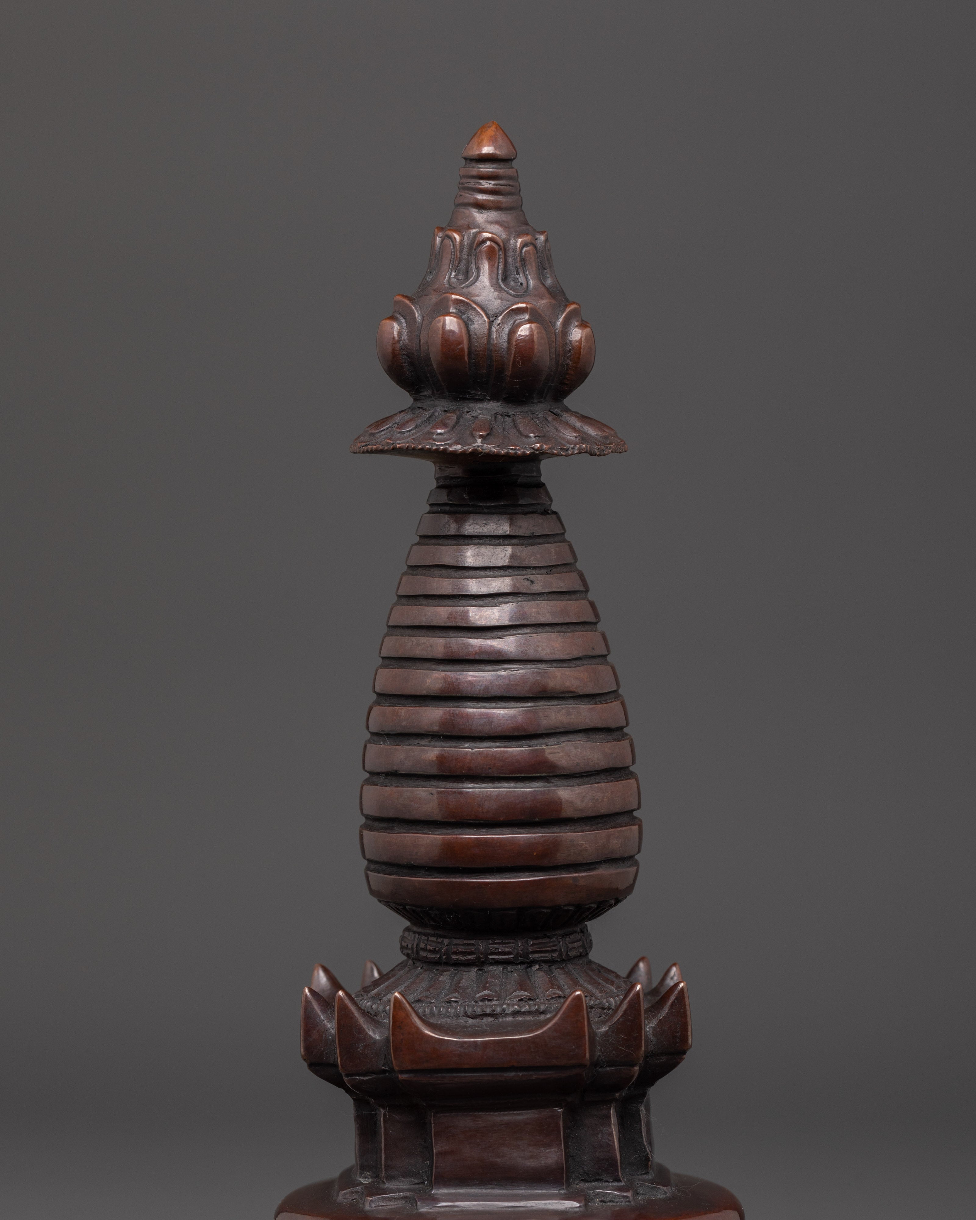 Buddhist Spiritual Stupa | Oxidized Copper Stupa for Meditation