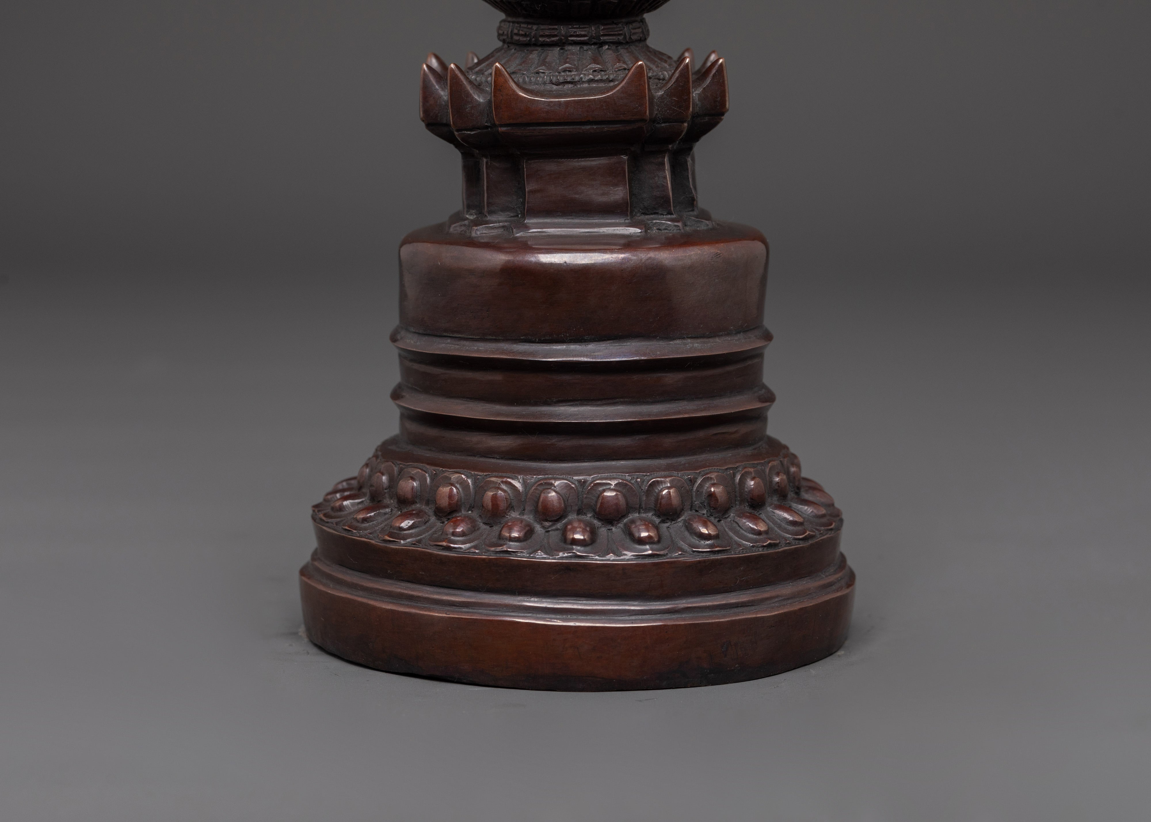 Buddhist Spiritual Stupa | Oxidized Copper Stupa for Meditation