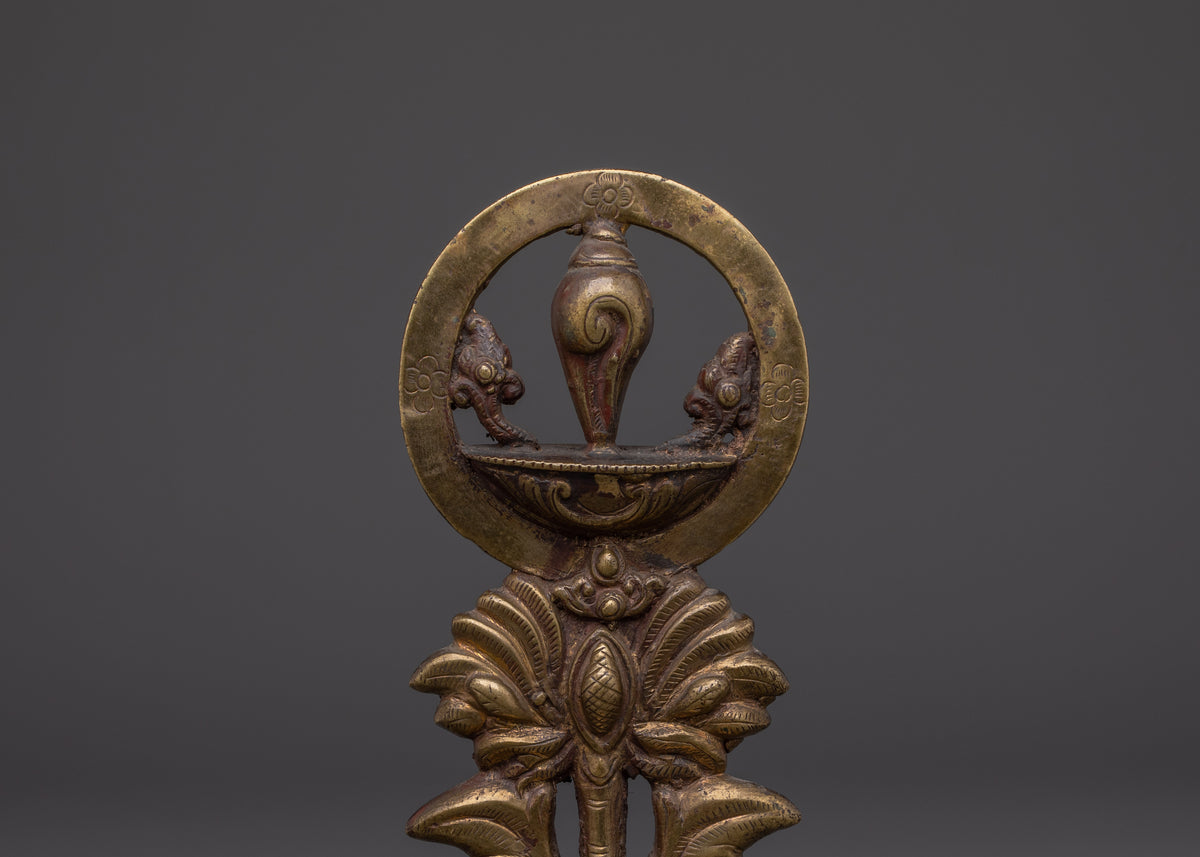 Brass Eternal Flame Auspicious Symbol | Tibetan Buddhist Enlightenment Emblem