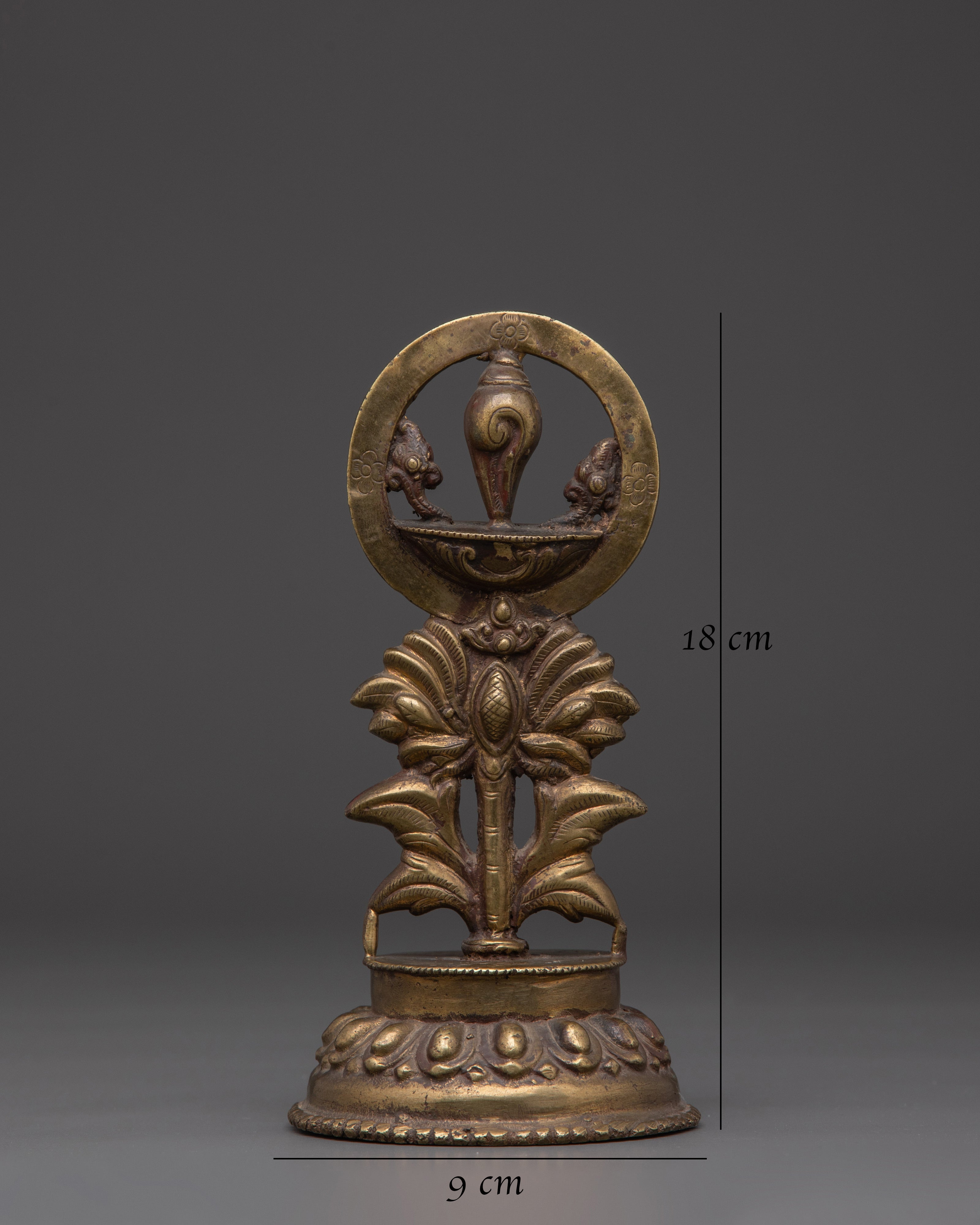 Brass Eternal Flame Auspicious Symbol | Tibetan Buddhist Enlightenment Emblem