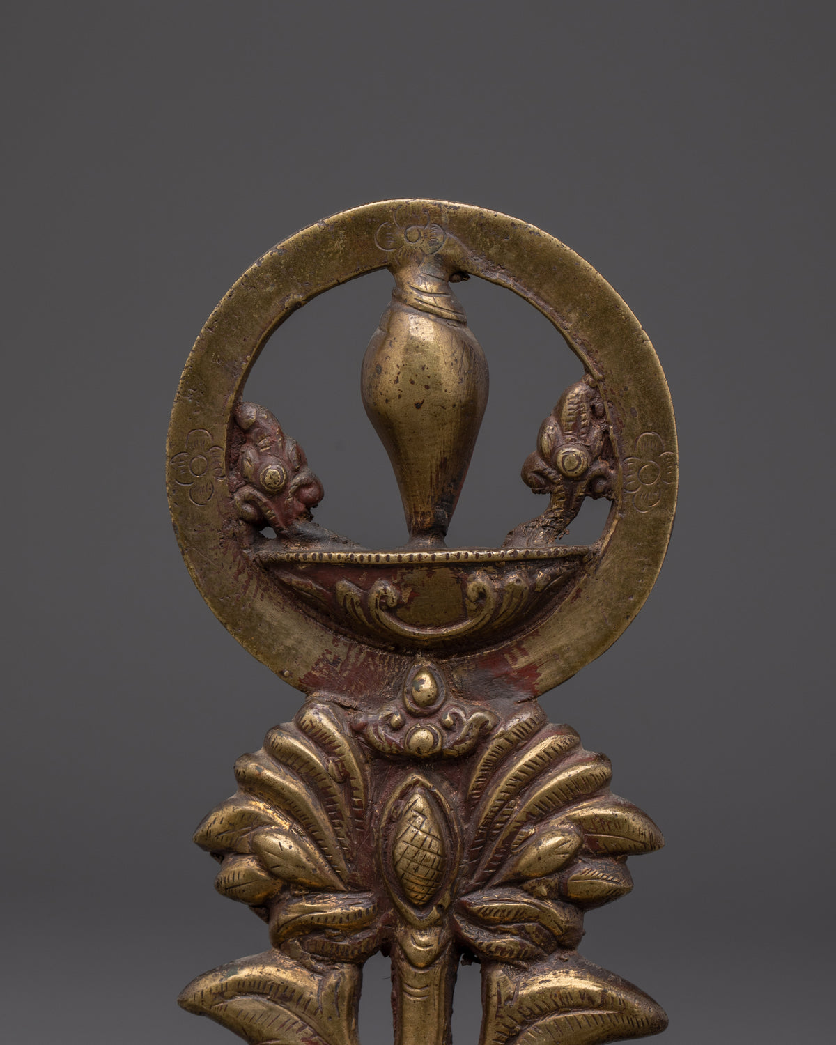 Brass Eternal Flame Auspicious Symbol | Tibetan Buddhist Enlightenment Emblem