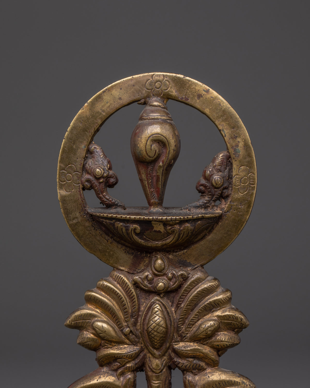 Brass Eternal Flame Auspicious Symbol | Tibetan Buddhist Enlightenment Emblem