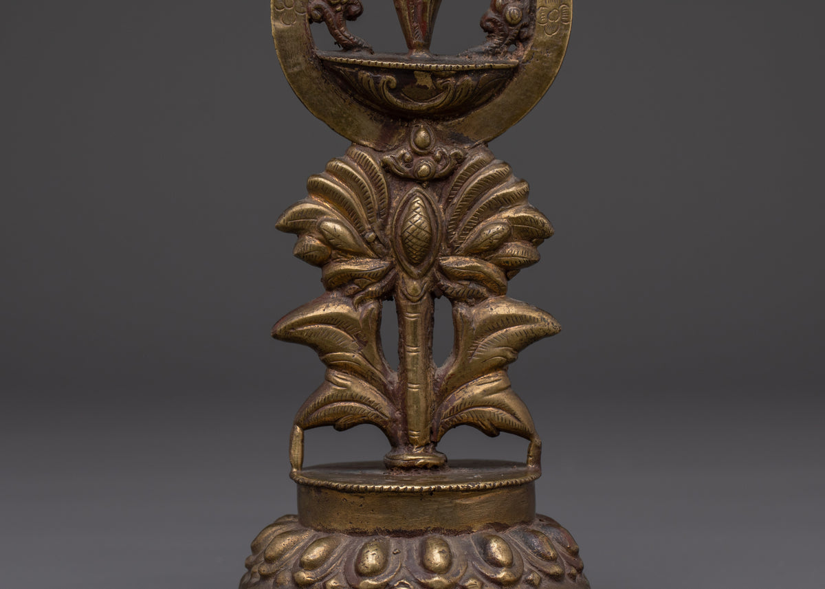Brass Eternal Flame Auspicious Symbol | Tibetan Buddhist Enlightenment Emblem