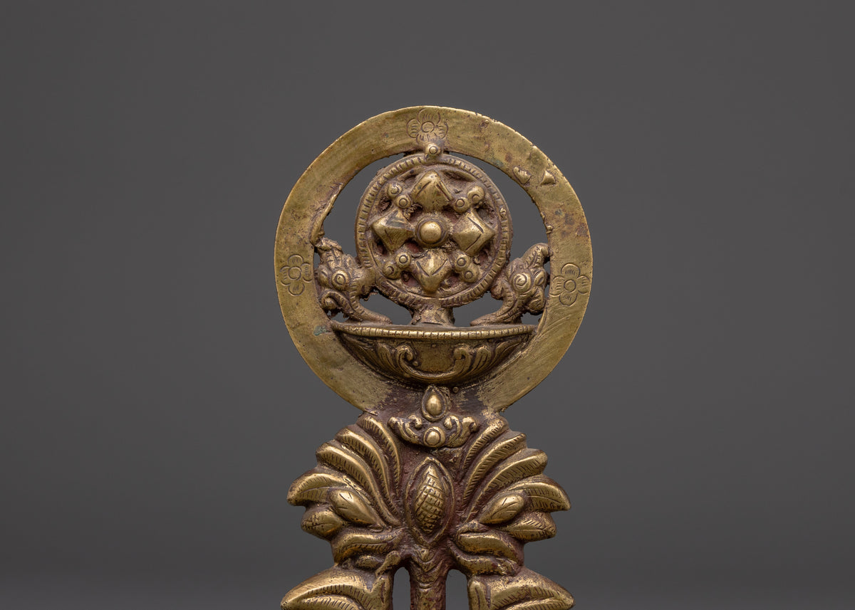 Brass Endless Knot Auspicious Symbol | Tibetan Buddhist Eternal Harmony Emblem