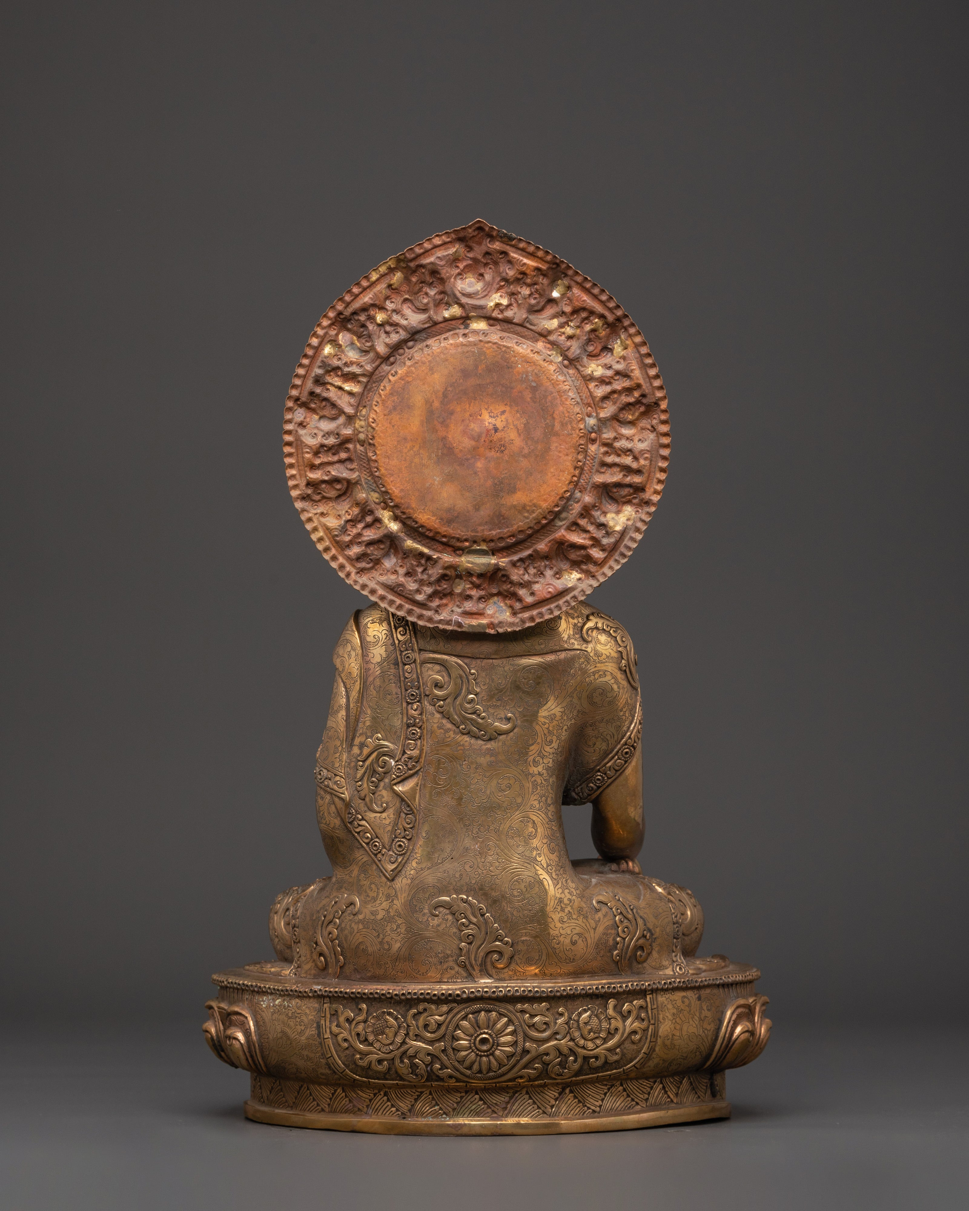 Shakyamuni Buddha Copper Statue With Halo | Figure with Halo