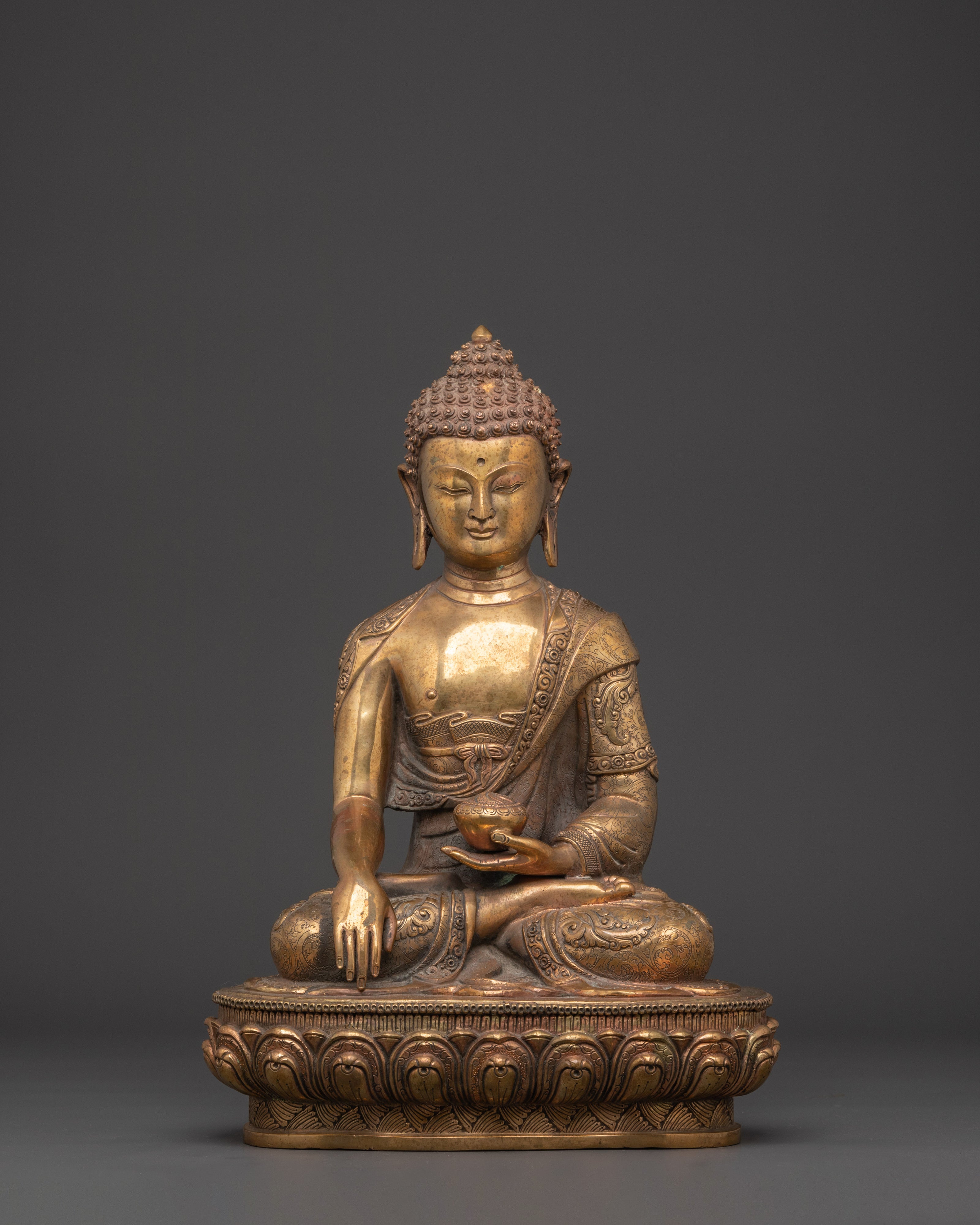 Shakyamuni Buddha Copper Statue With Halo | Figure with Halo