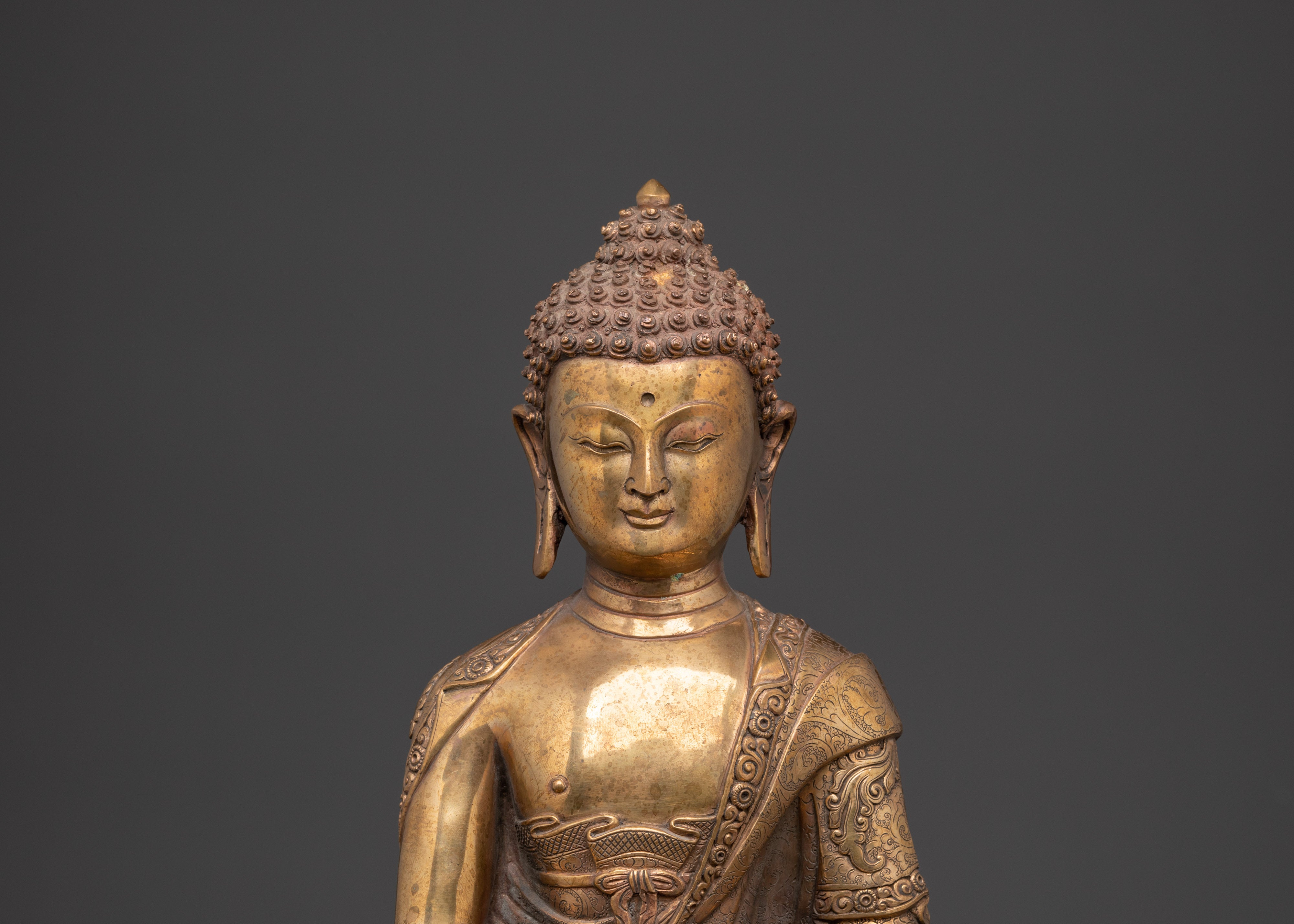 Shakyamuni Buddha Copper Statue With Halo | Figure with Halo