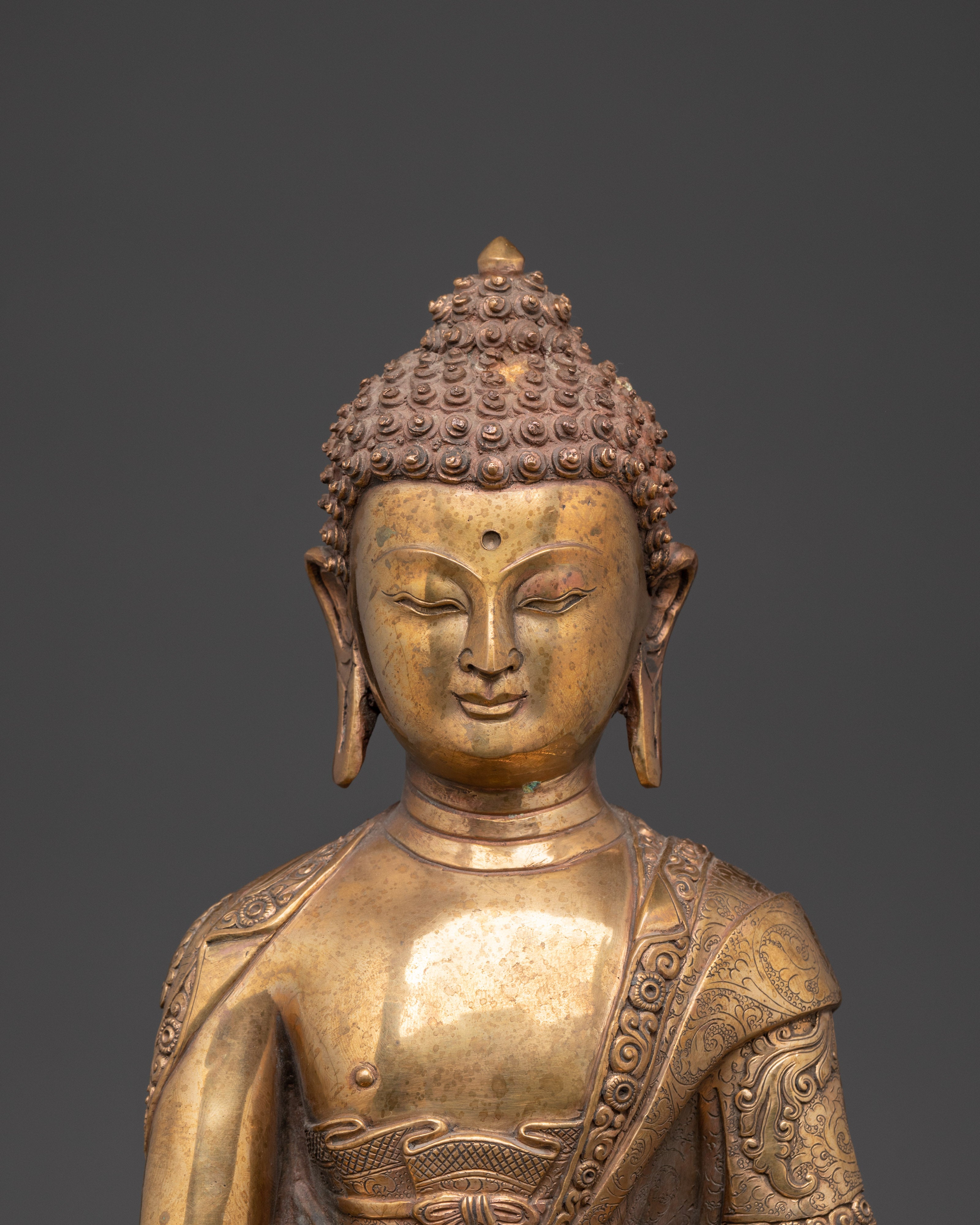 Shakyamuni Buddha Copper Statue With Halo | Figure with Halo