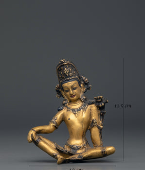 Handcrafted Indra Sculpture | Bronze and Gold Paint Hindu Deity Statue