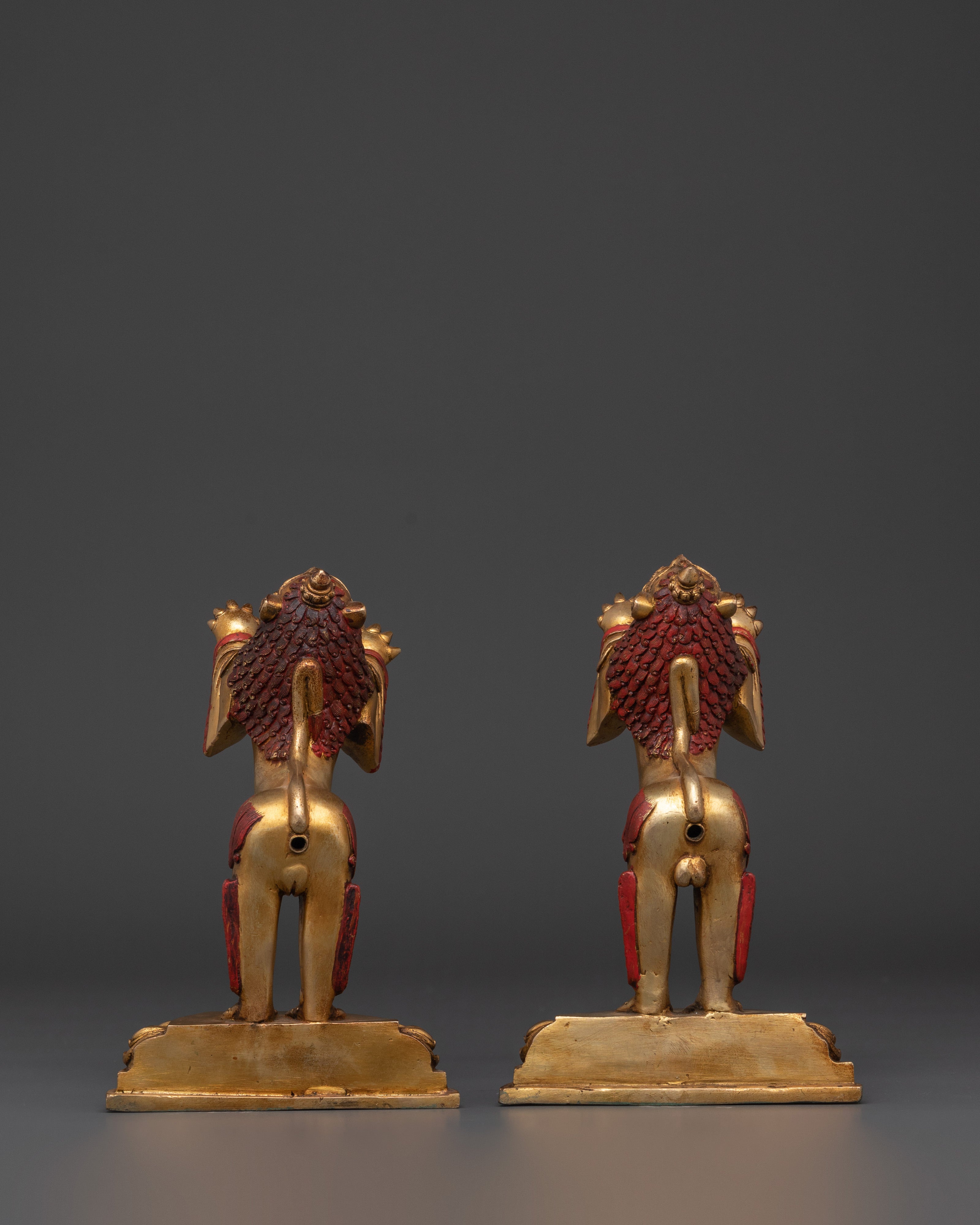 Golden Lion Statues Set | Handcrafted Copper with Gold Plating
