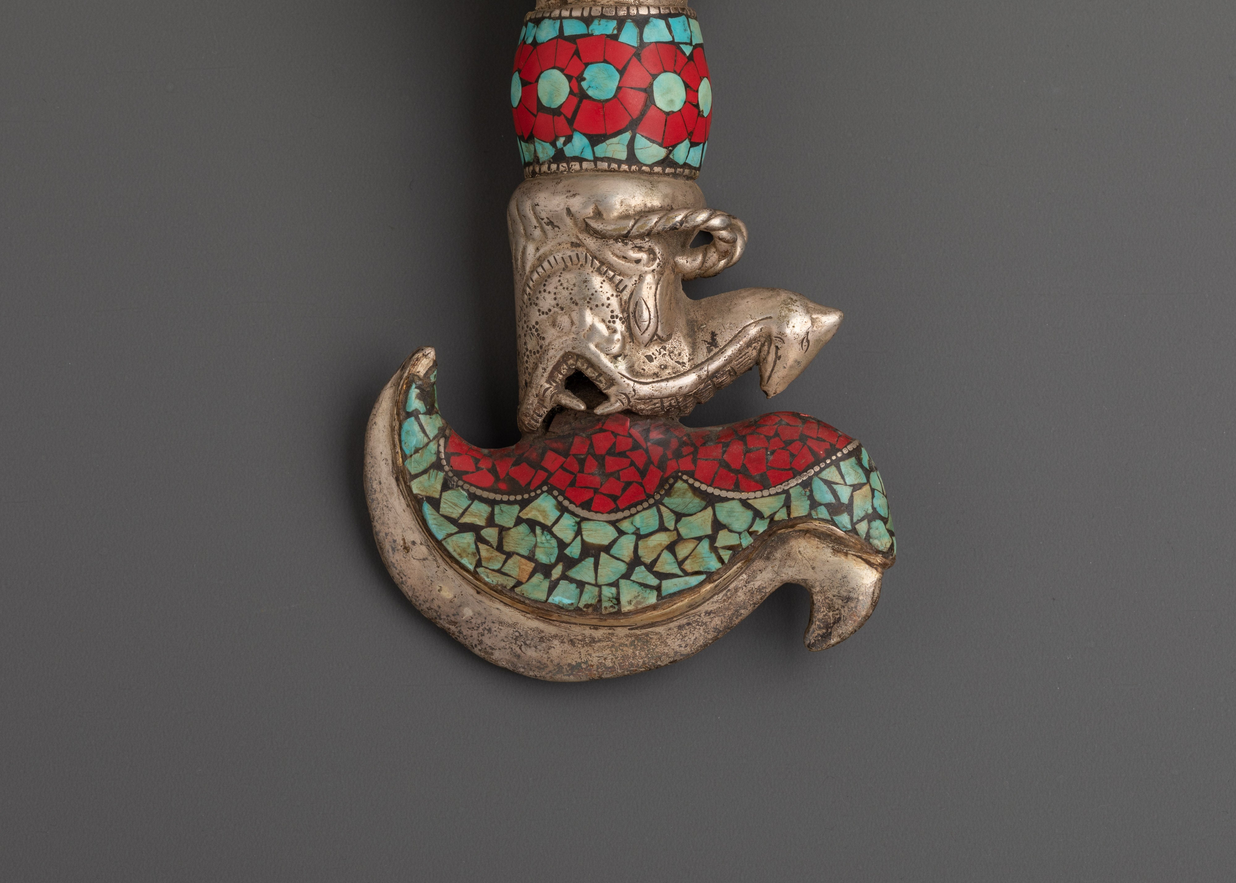Handcrafted Wrathful Deity Kartika Knife | Brass & Silver Ritual Tool