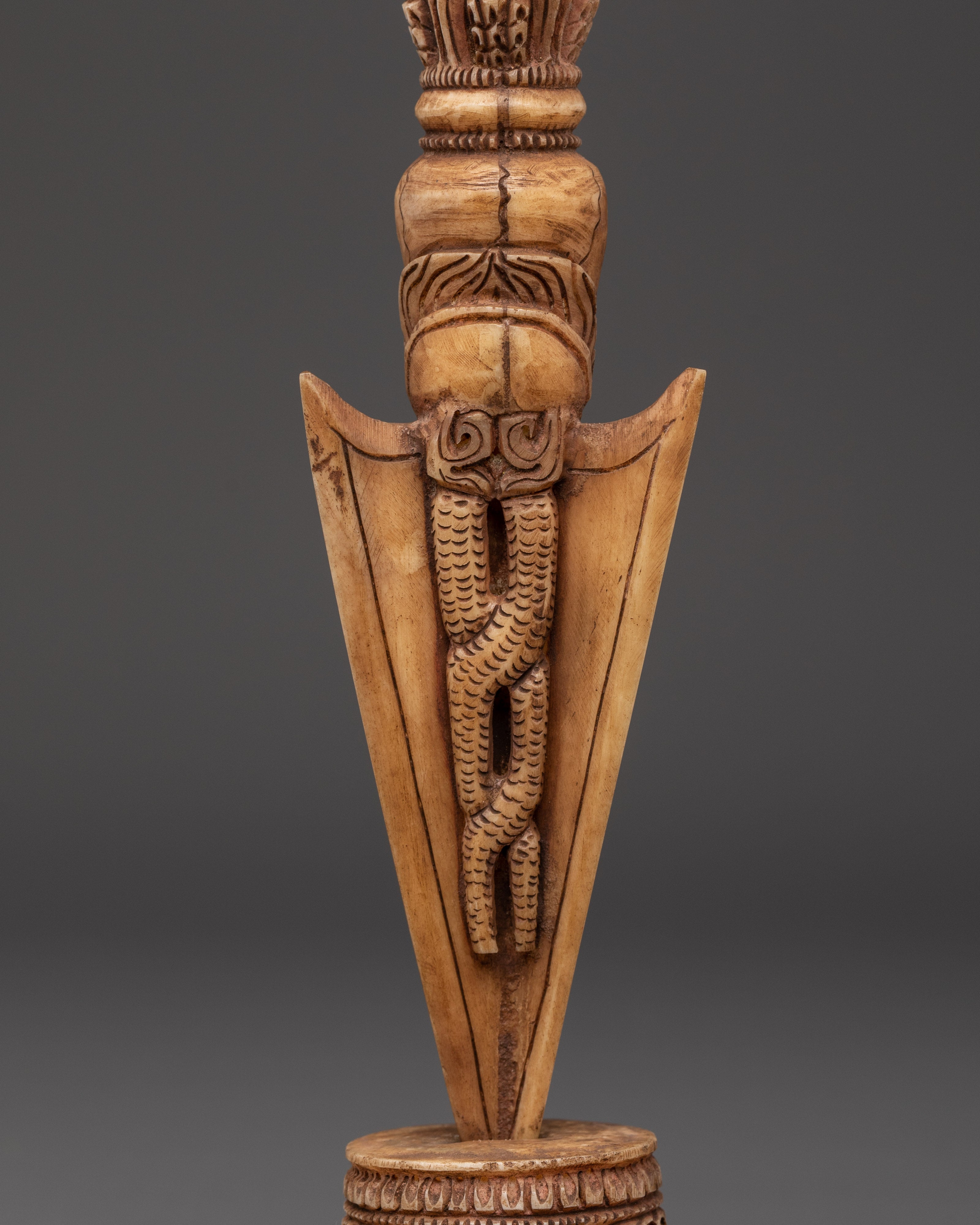 Hand-Carved Yak Bone Tibetan Phurba Dagger | Sacred Ritual Tool