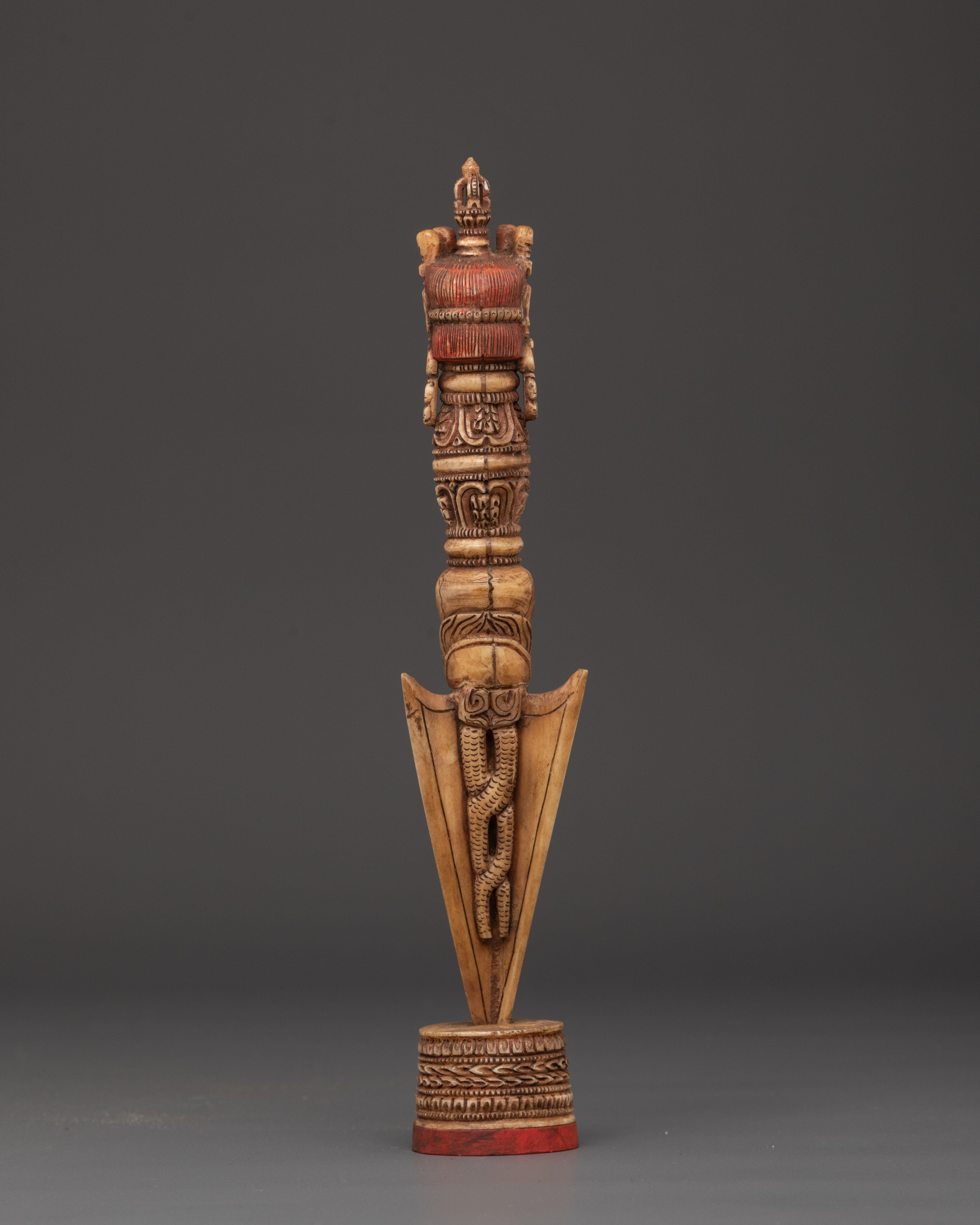 Hand-Carved Yak Bone Tibetan Phurba Dagger | Sacred Ritual Tool