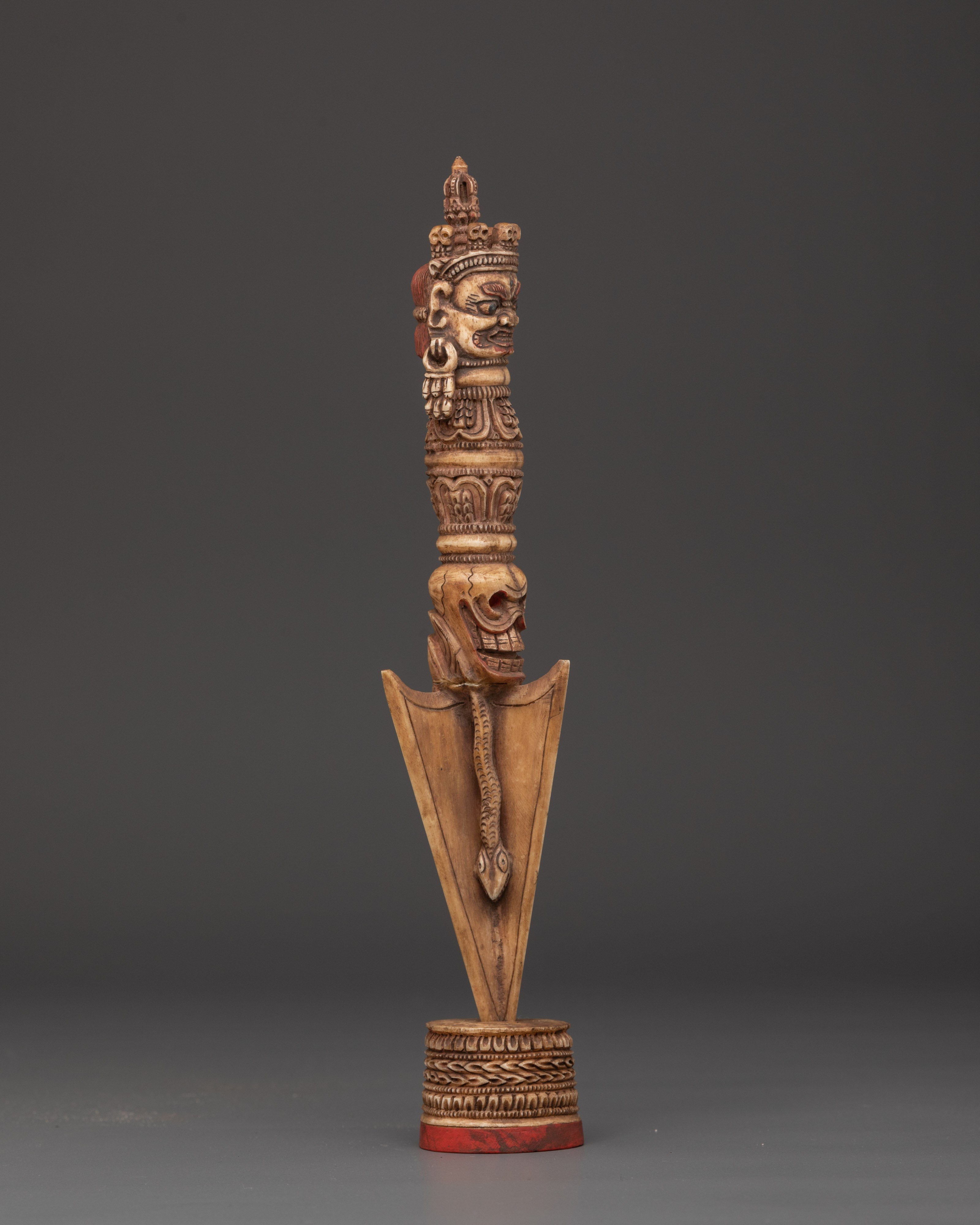 Hand-Carved Yak Bone Tibetan Phurba Dagger | Sacred Ritual Tool
