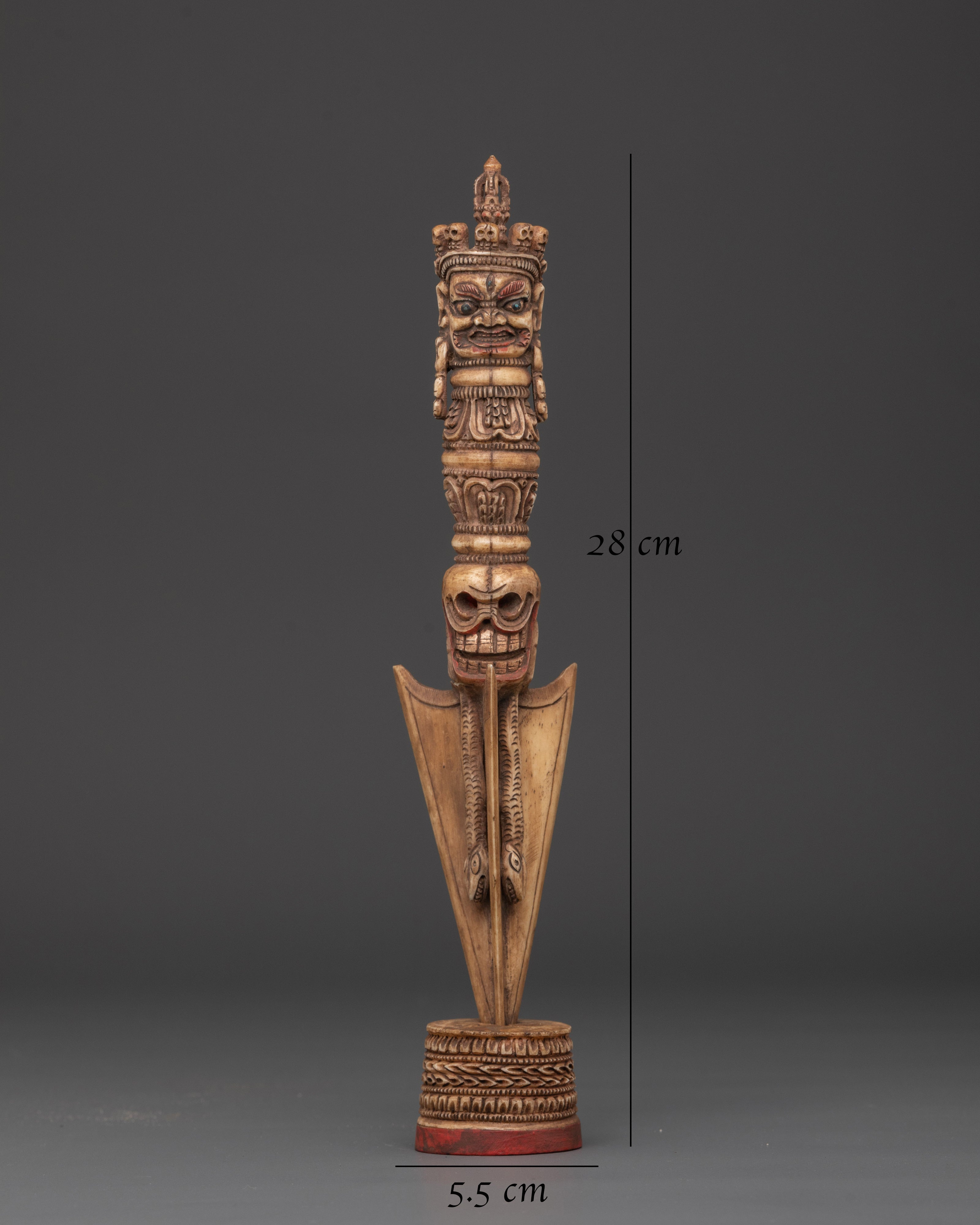 Hand-Carved Yak Bone Tibetan Phurba Dagger | Sacred Ritual Tool