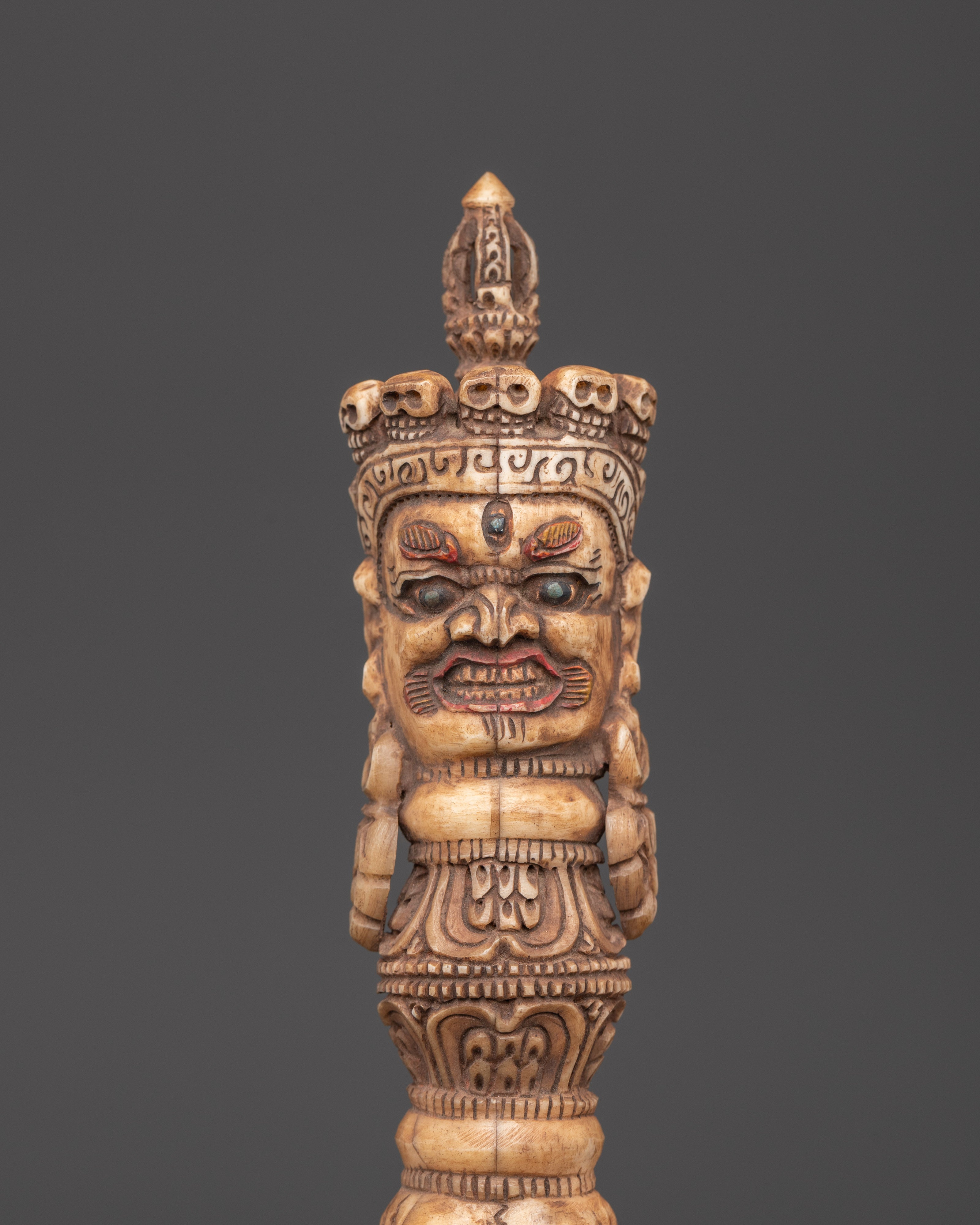 Hand-Carved Tibetan Yak Bone Phurba Dagger | Sacred Ritual Tool
