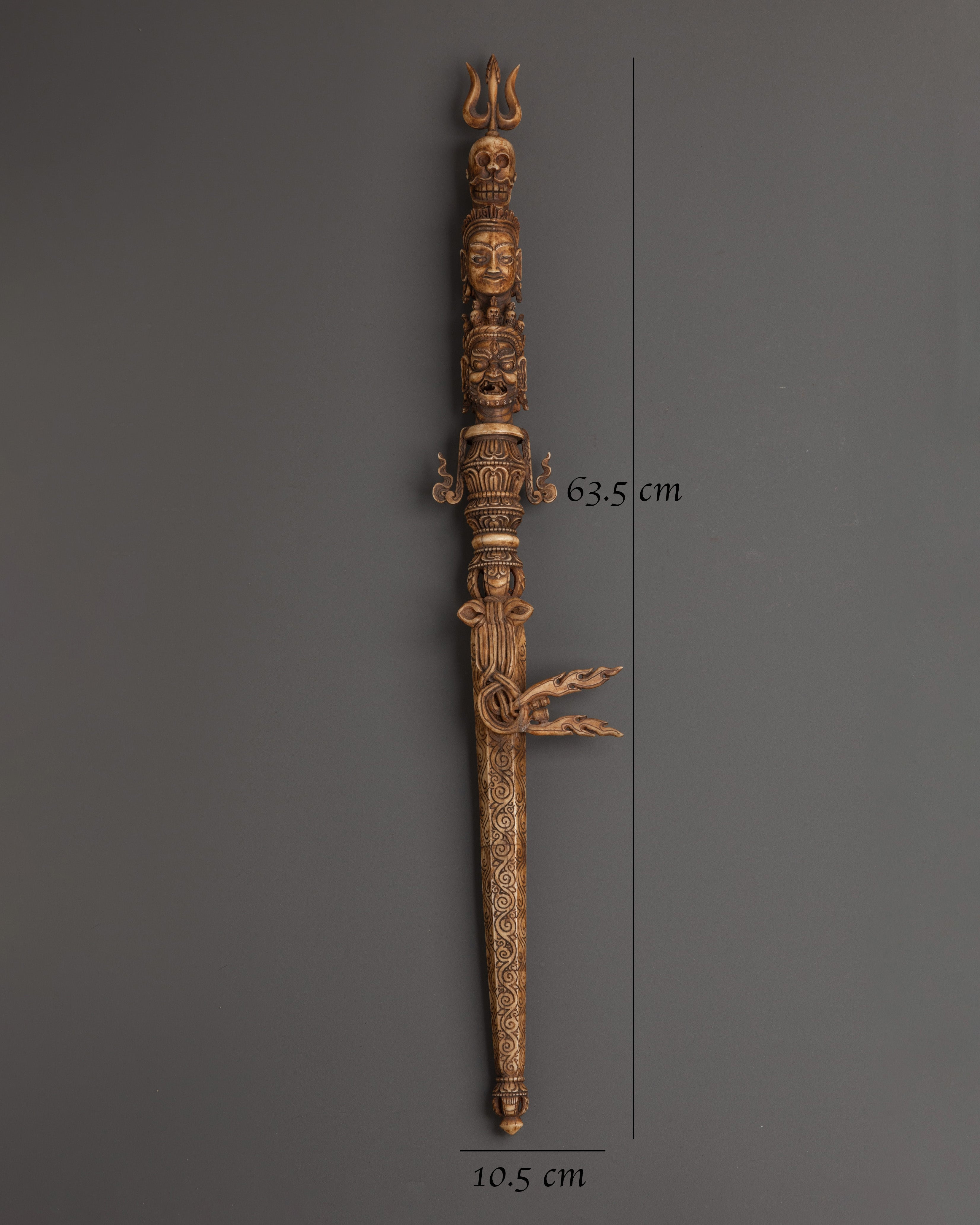 Hand-Carved Yak Bone Phurba Dagger | Ritual Tool for Meditation and Spiritual