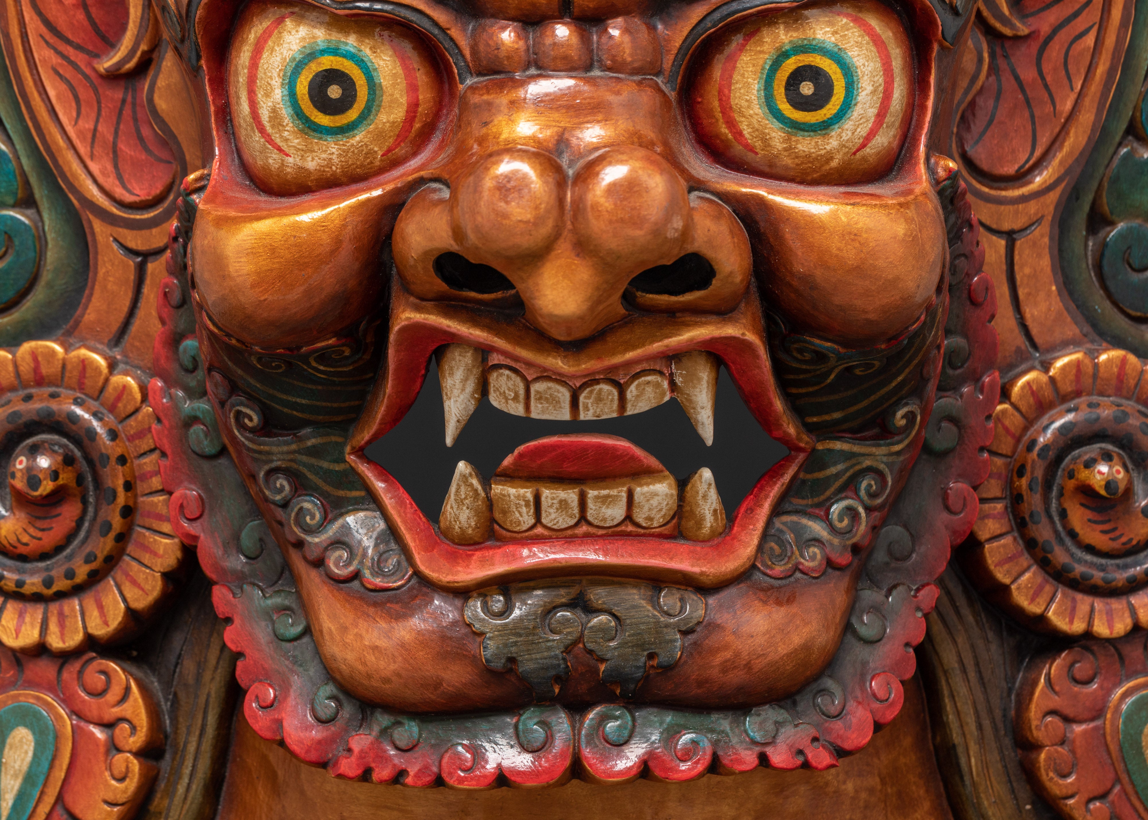 Decorative Spiritual Bhairav Mask Wall Hanging | Handcrafted Tibetan Protector Deity Mask