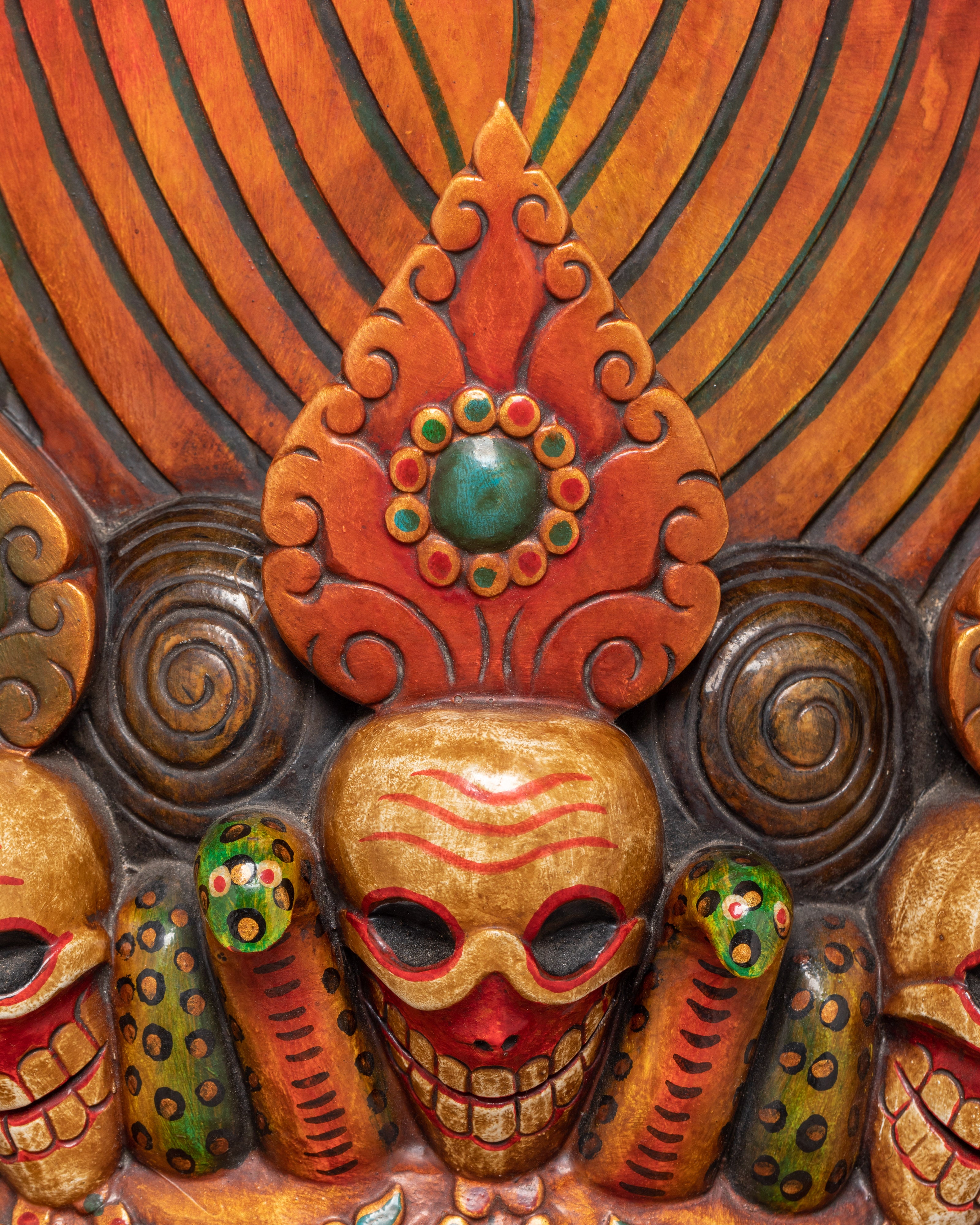 Decorative Spiritual Bhairav Mask Wall Hanging | Handcrafted Tibetan Protector Deity Mask