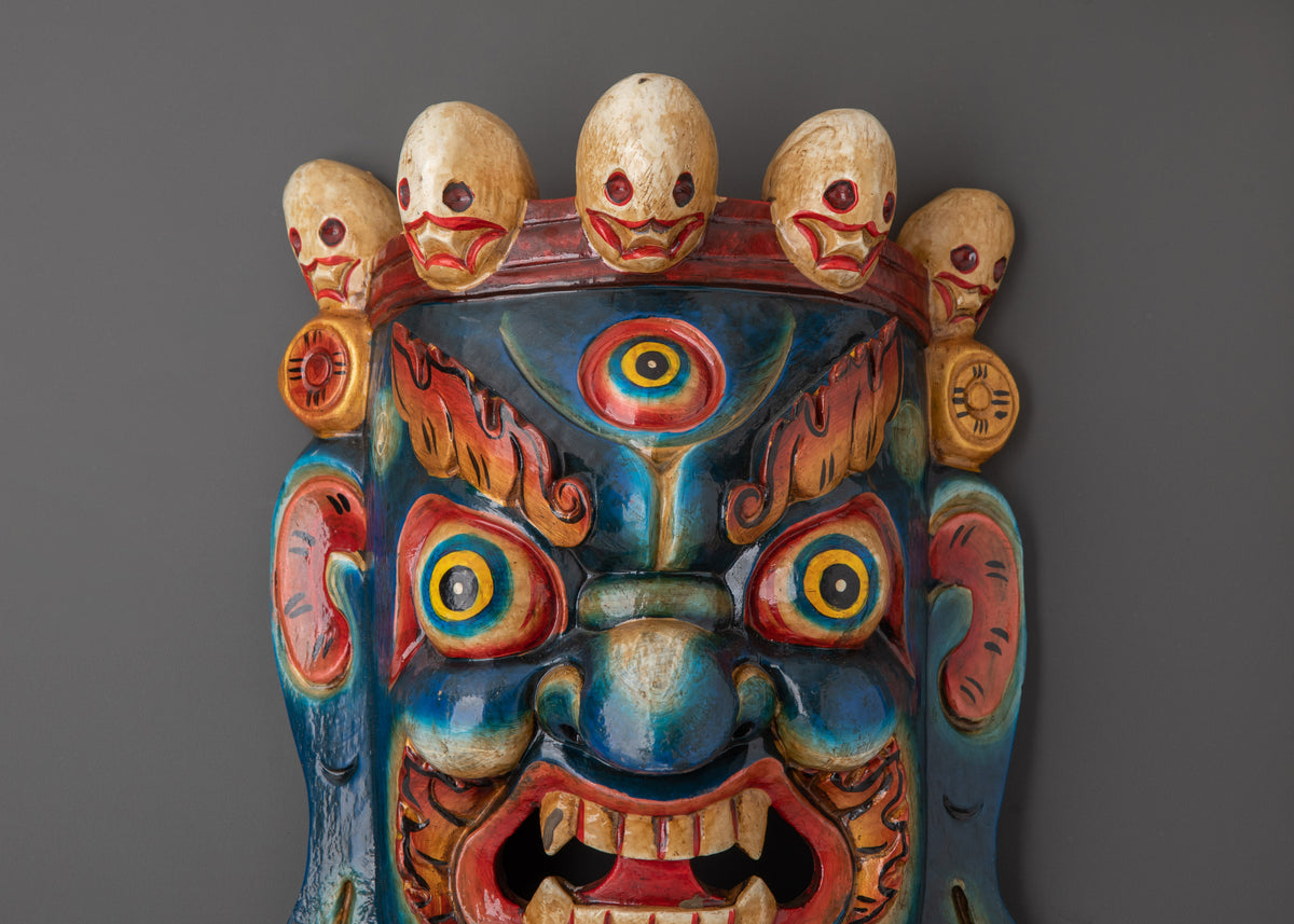Hand-Painted Wall Hanging |  Traditional Wooden Mask Art for Ethnic Decor