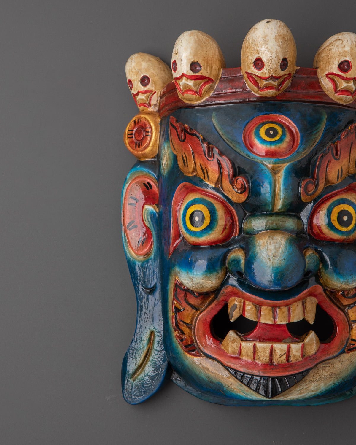 Hand-Painted Wall Hanging |  Traditional Wooden Mask Art for Ethnic Decor