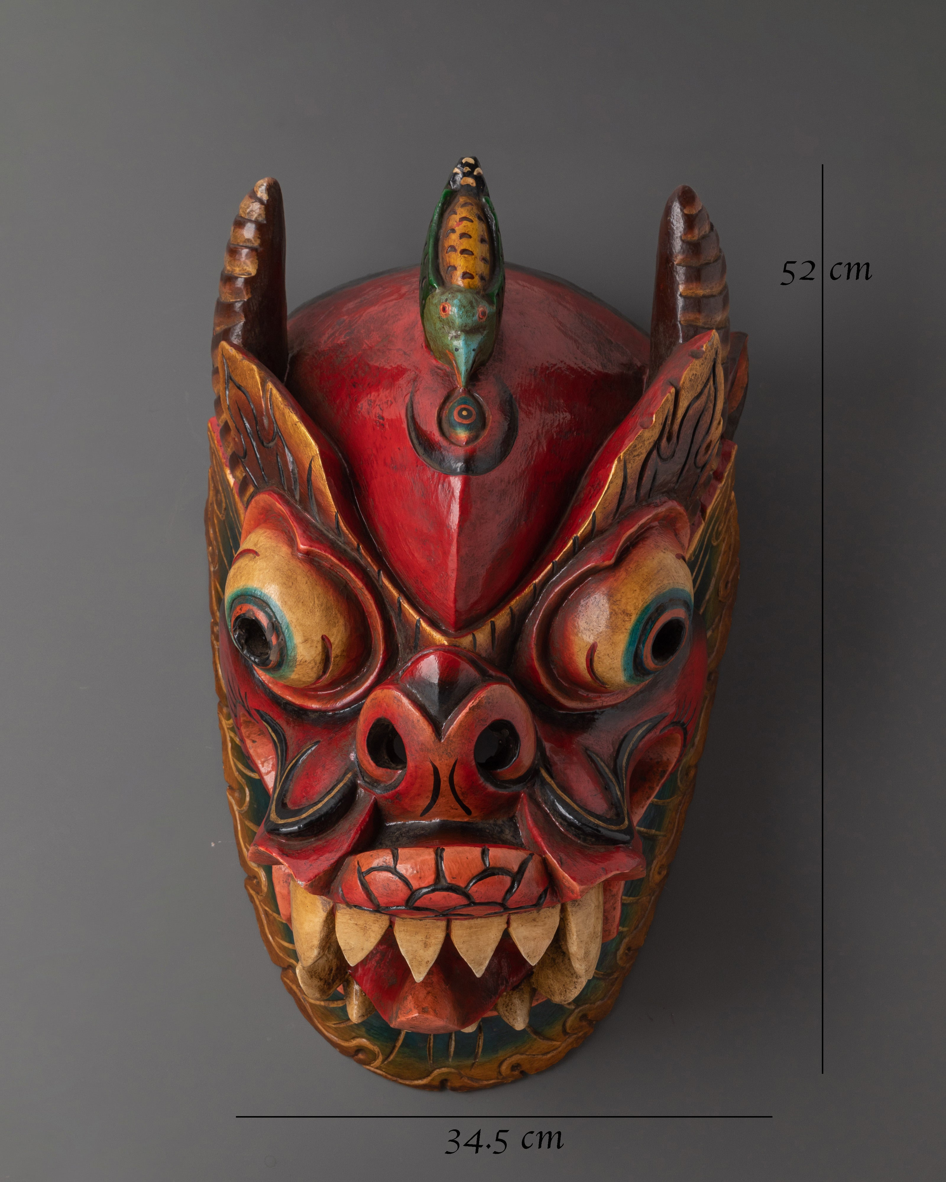 Tibetan Wall Hanging Mask | Ritual Home Decor for Altar, Meditation or Sacred Space