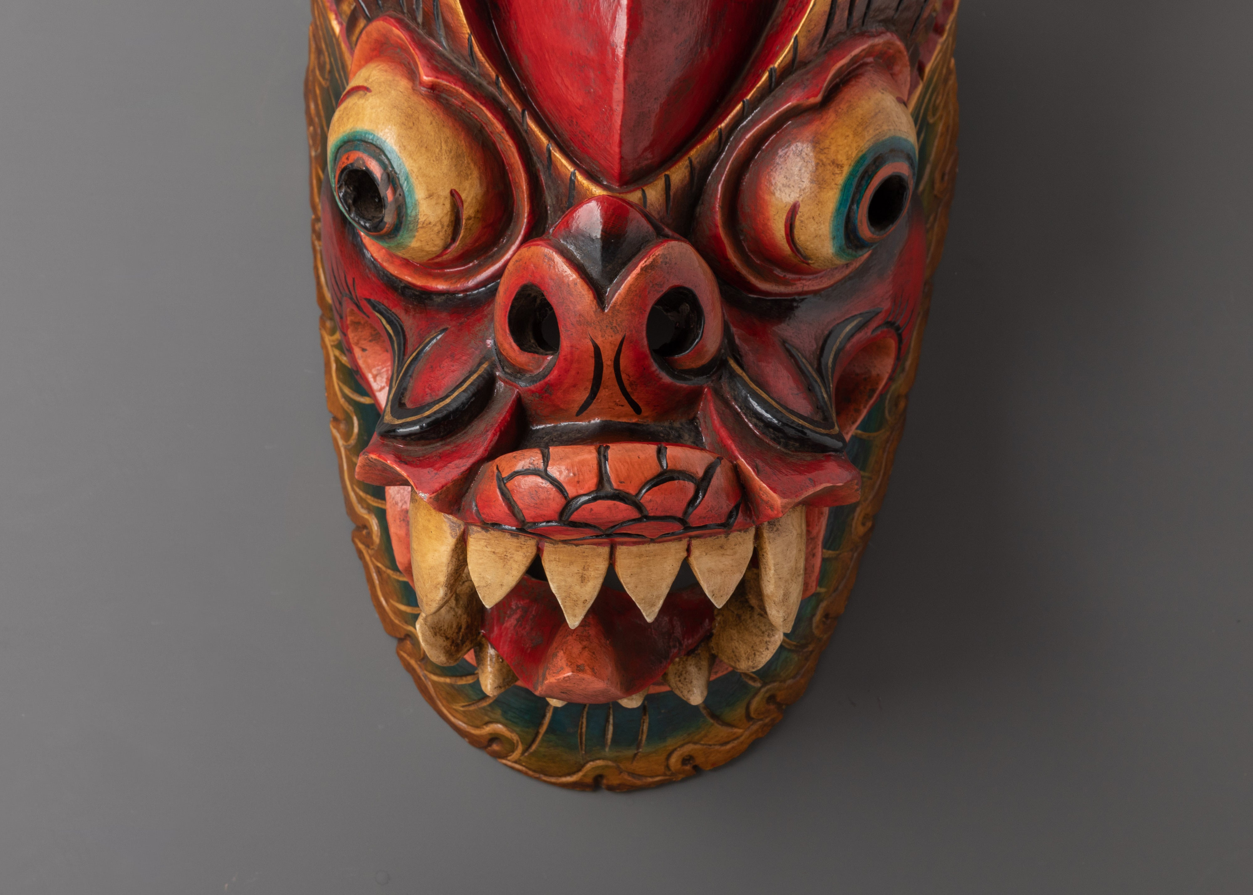 Tibetan Wall Hanging Mask | Ritual Home Decor for Altar, Meditation or Sacred Space