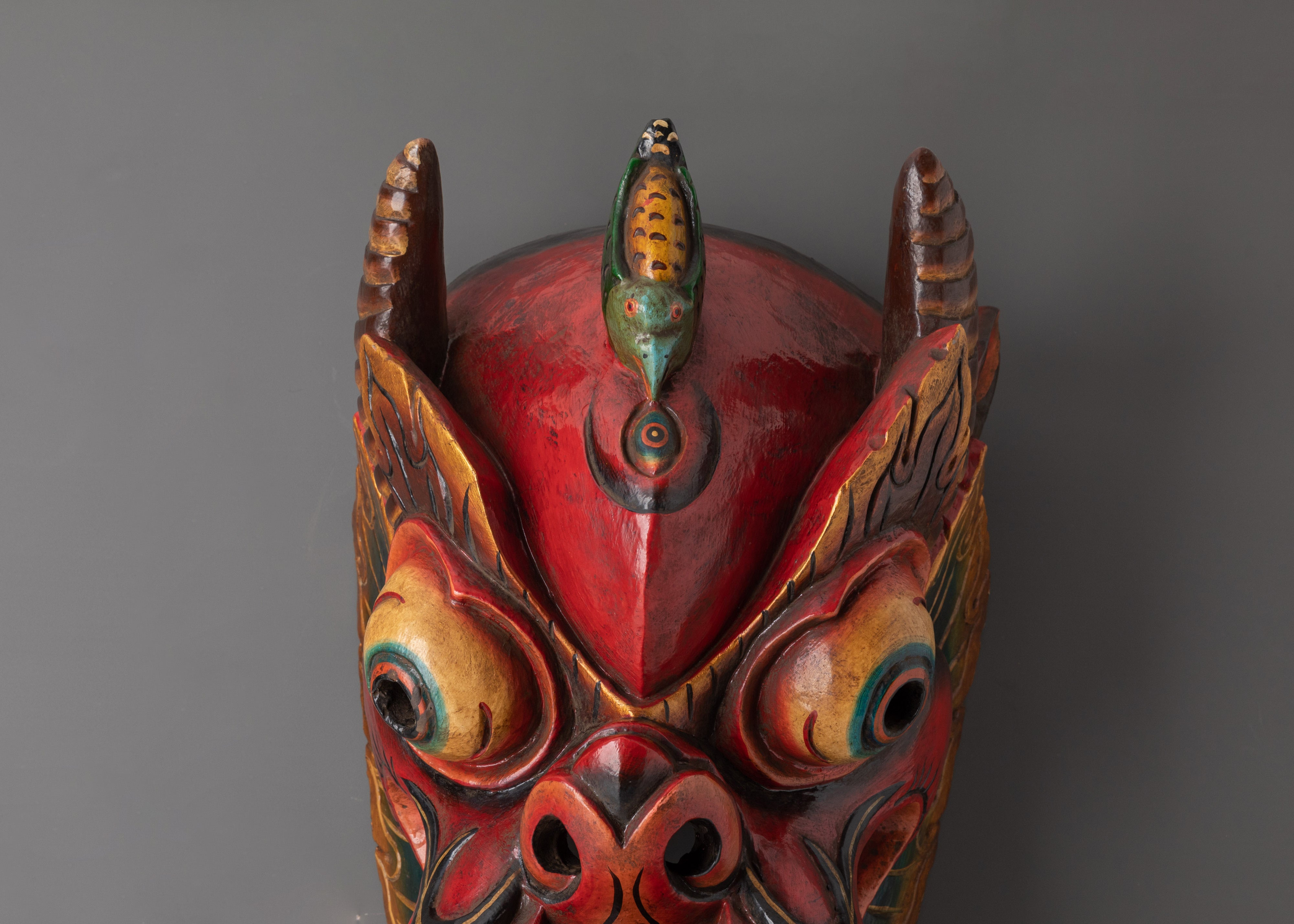 Tibetan Wall Hanging Mask | Ritual Home Decor for Altar, Meditation or Sacred Space