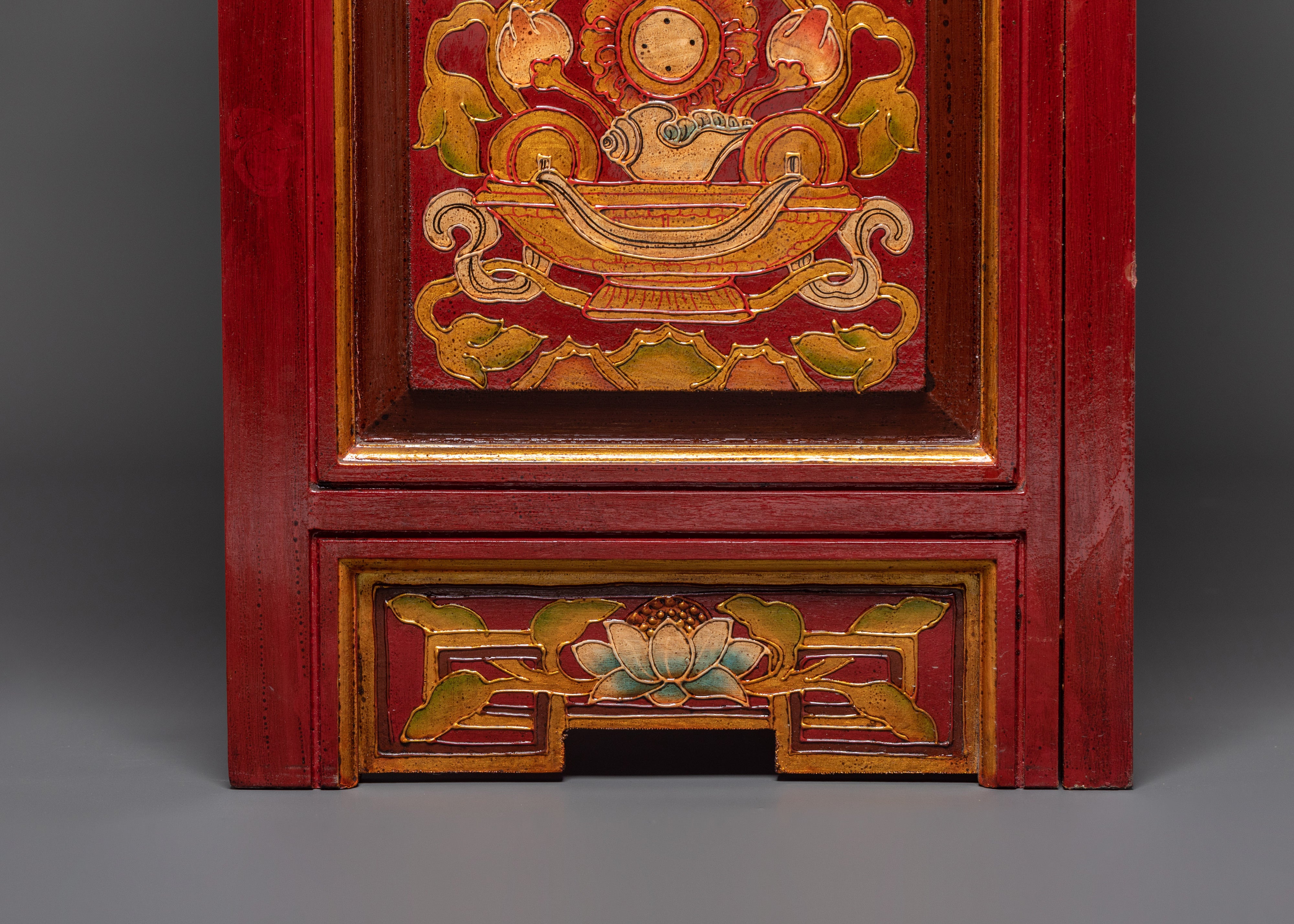 Handcrafted Tibetan Buddhist Sacred Folding Table | Vibrant Acrylic Buddhist Designs