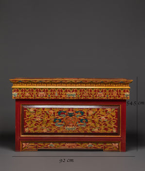 Handcrafted Tibetan Buddhist Sacred Folding Table | Vibrant Acrylic Buddhist Designs