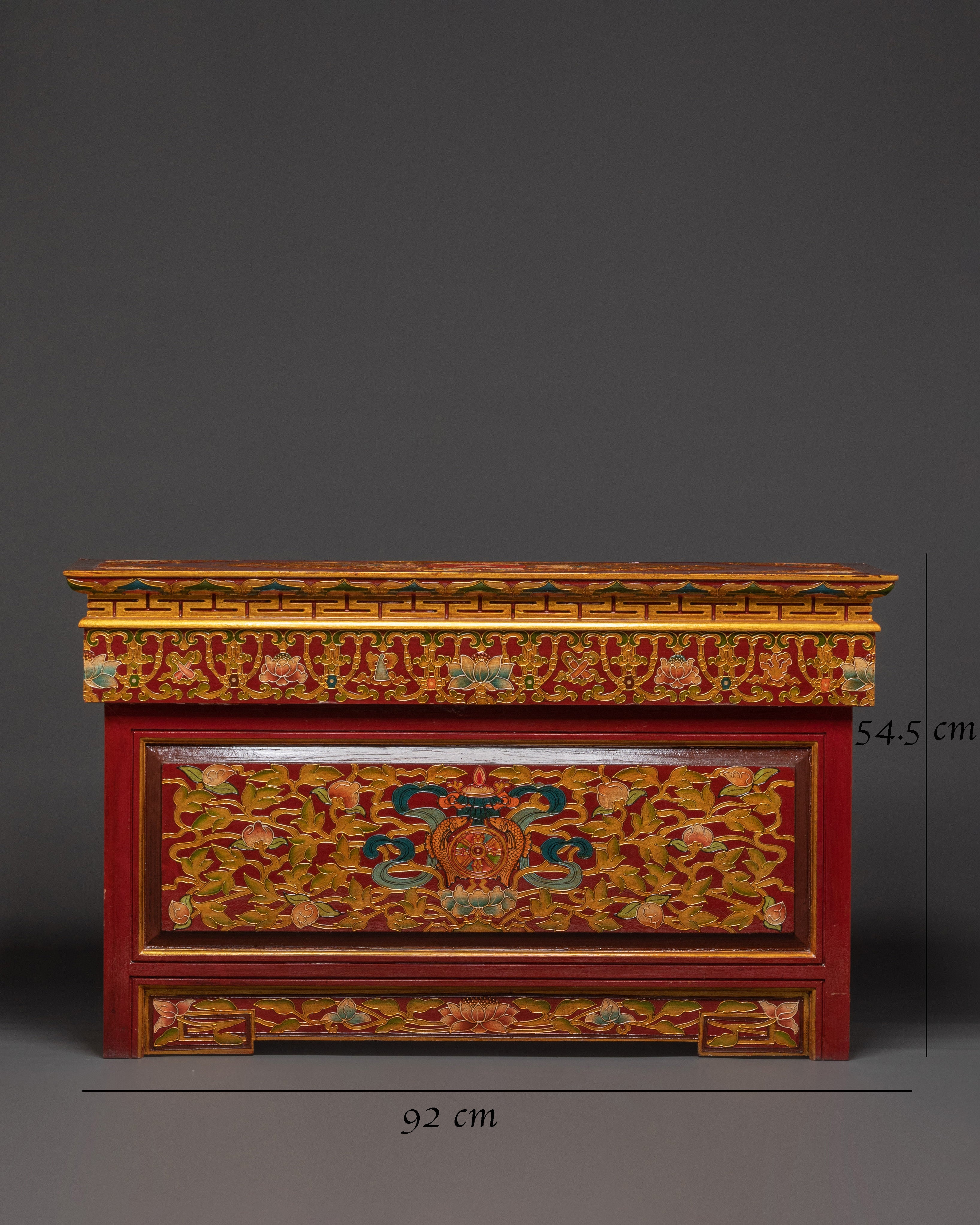 Handcrafted Tibetan Buddhist Sacred Folding Table | Vibrant Acrylic Buddhist Designs