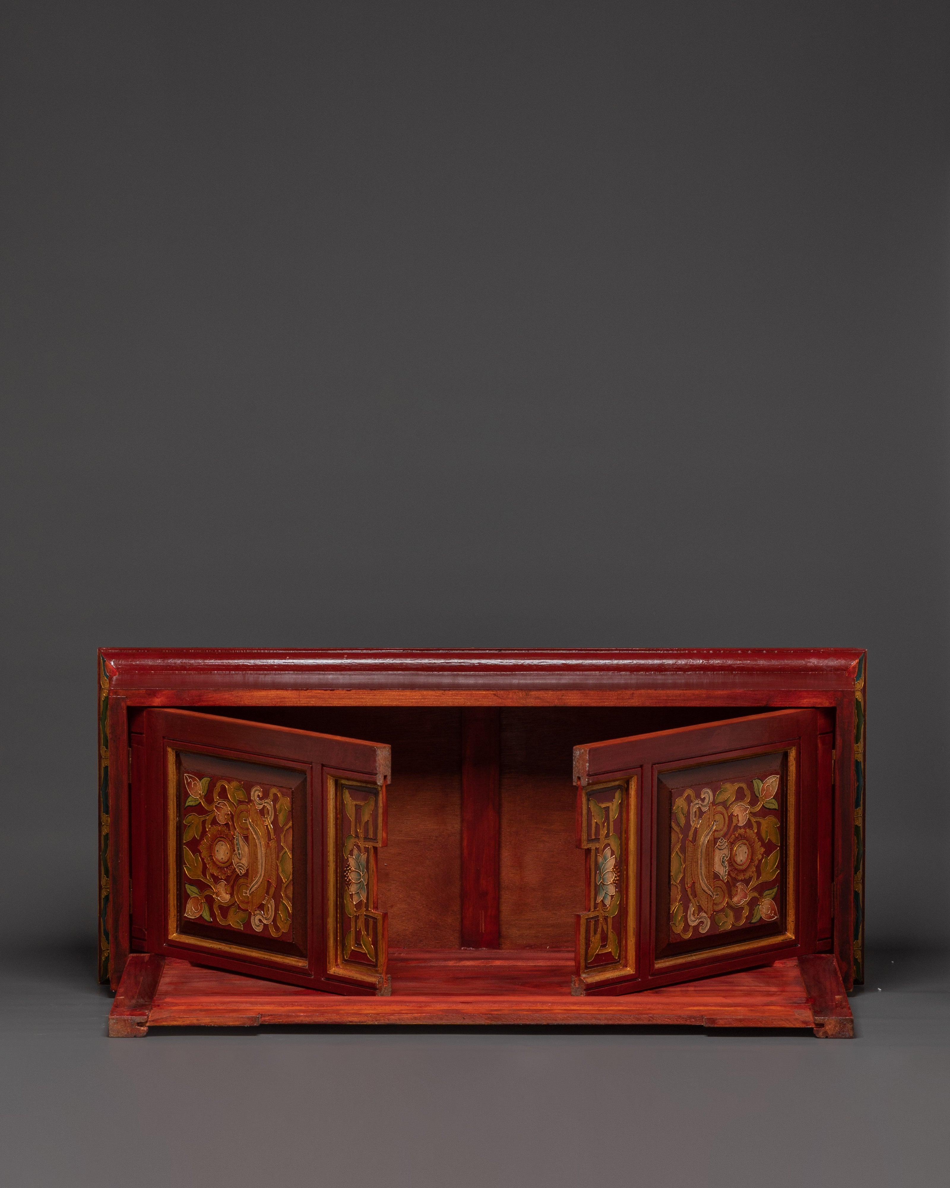 Handcrafted Tibetan Buddhist Sacred Folding Table | Vibrant Acrylic Buddhist Designs