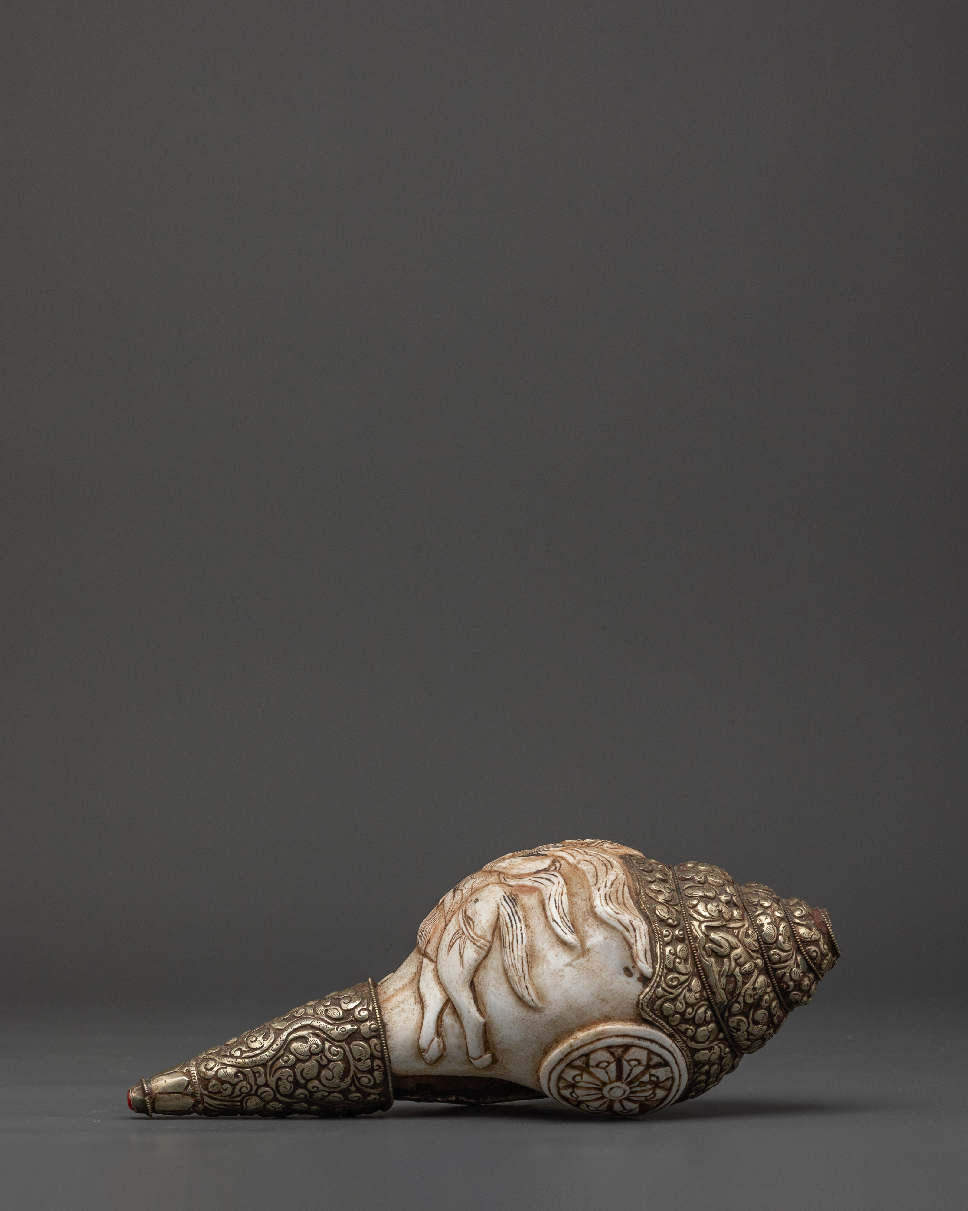 Handcrafted Dharma Conch Shell | Sacred Copper Sound Offering