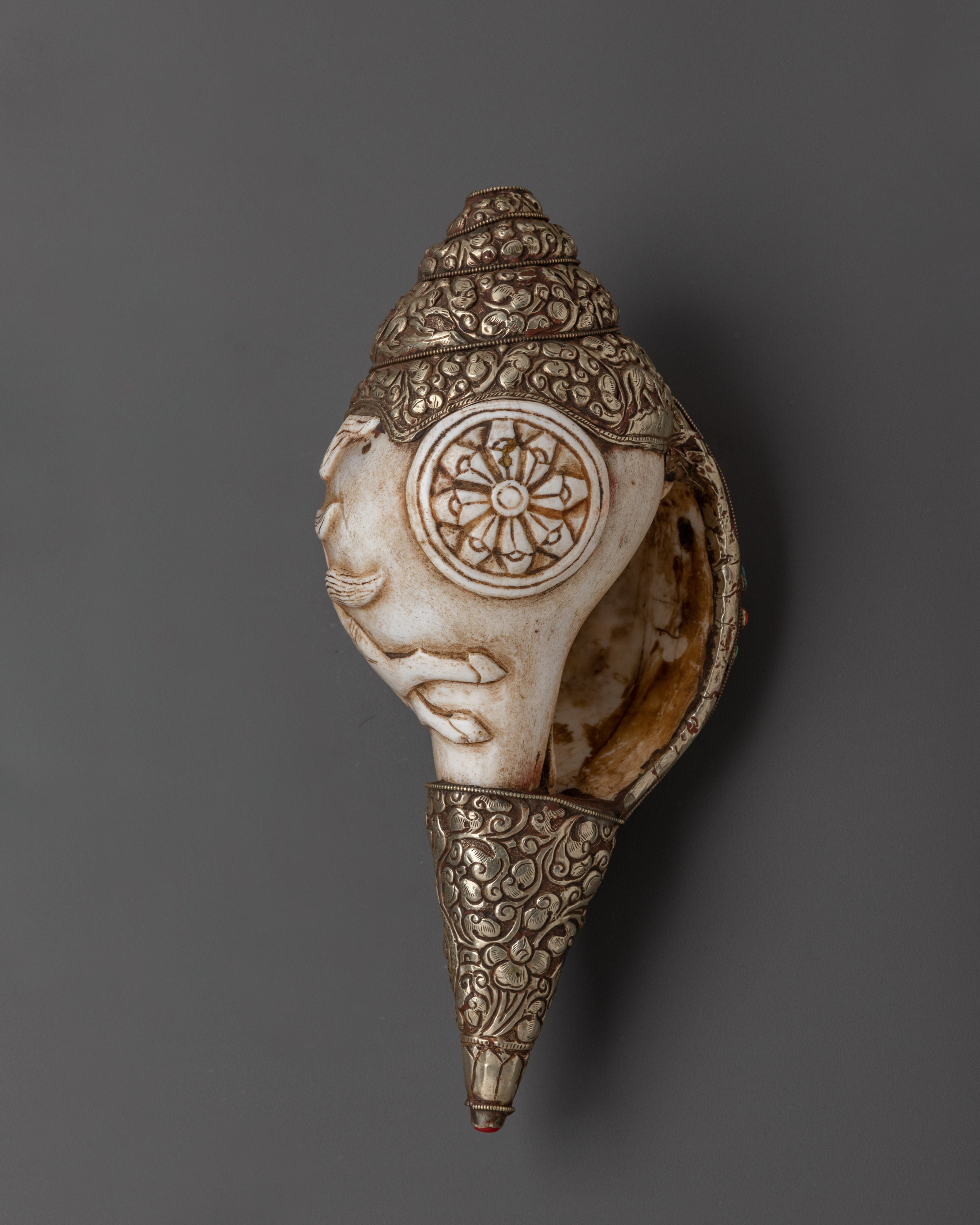 Handcrafted Dharma Conch Shell | Sacred Copper Sound Offering