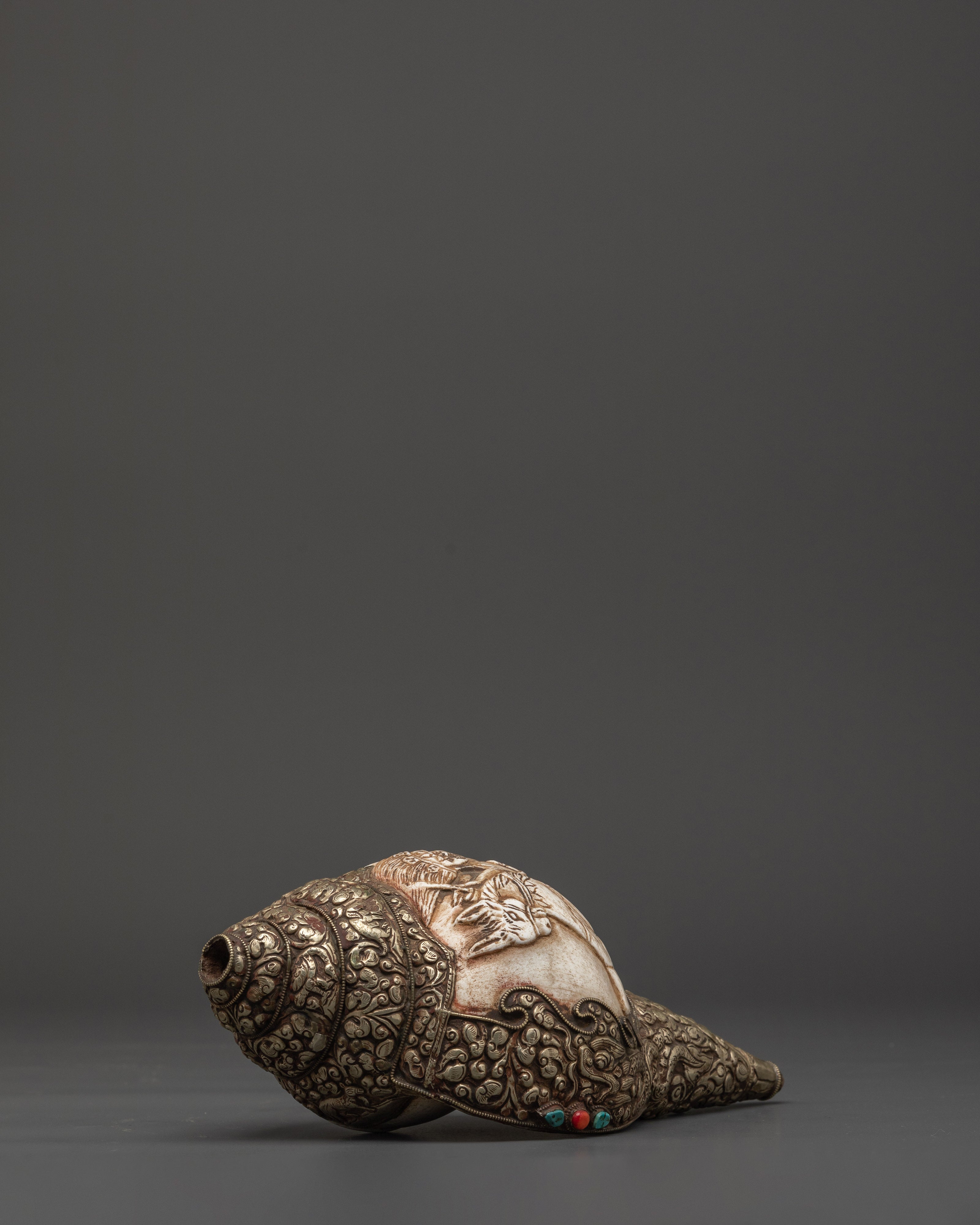 Handcrafted Dharma Conch Shell | Sacred Copper Sound Offering