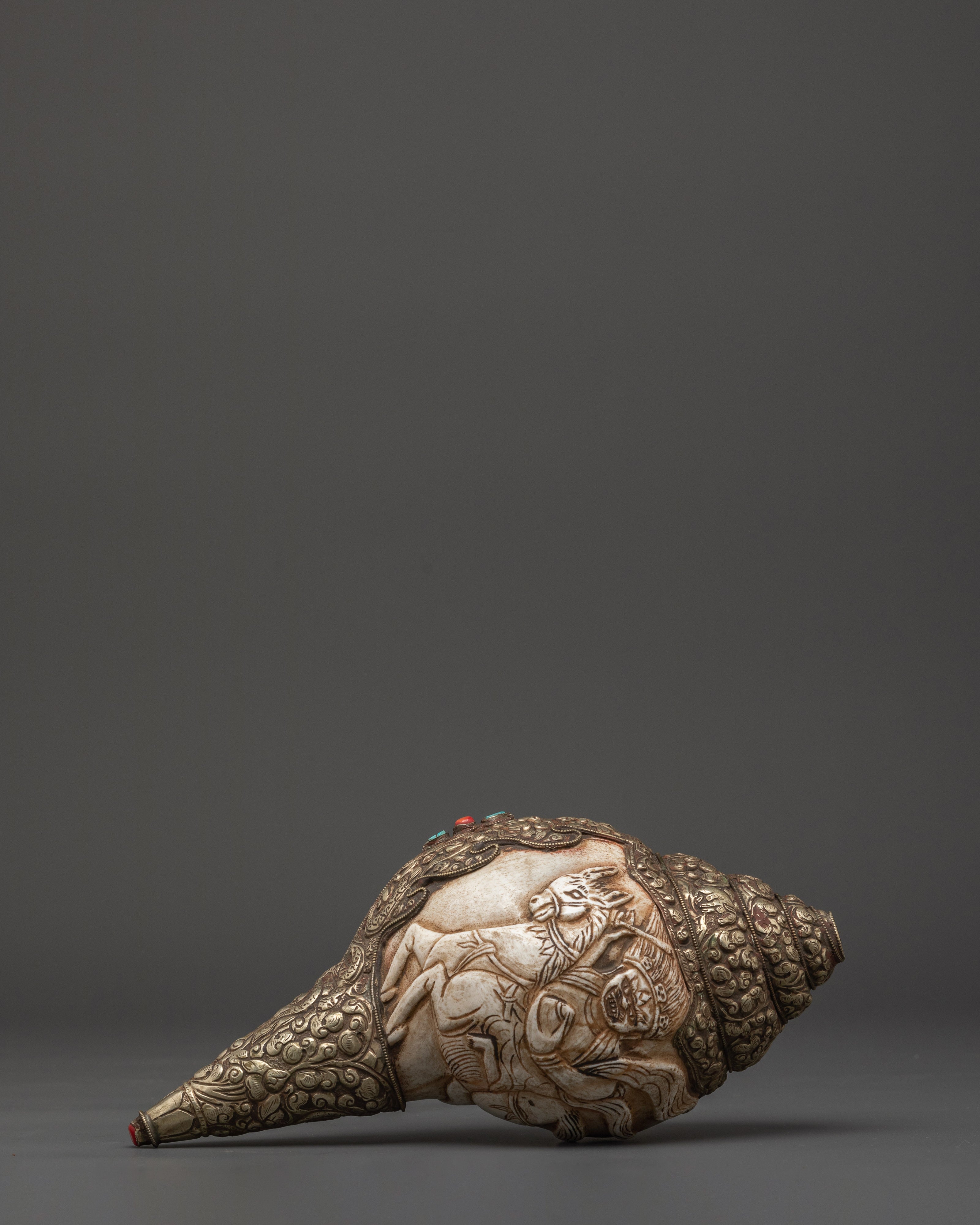 Handcrafted Dharma Conch Shell | Sacred Copper Sound Offering