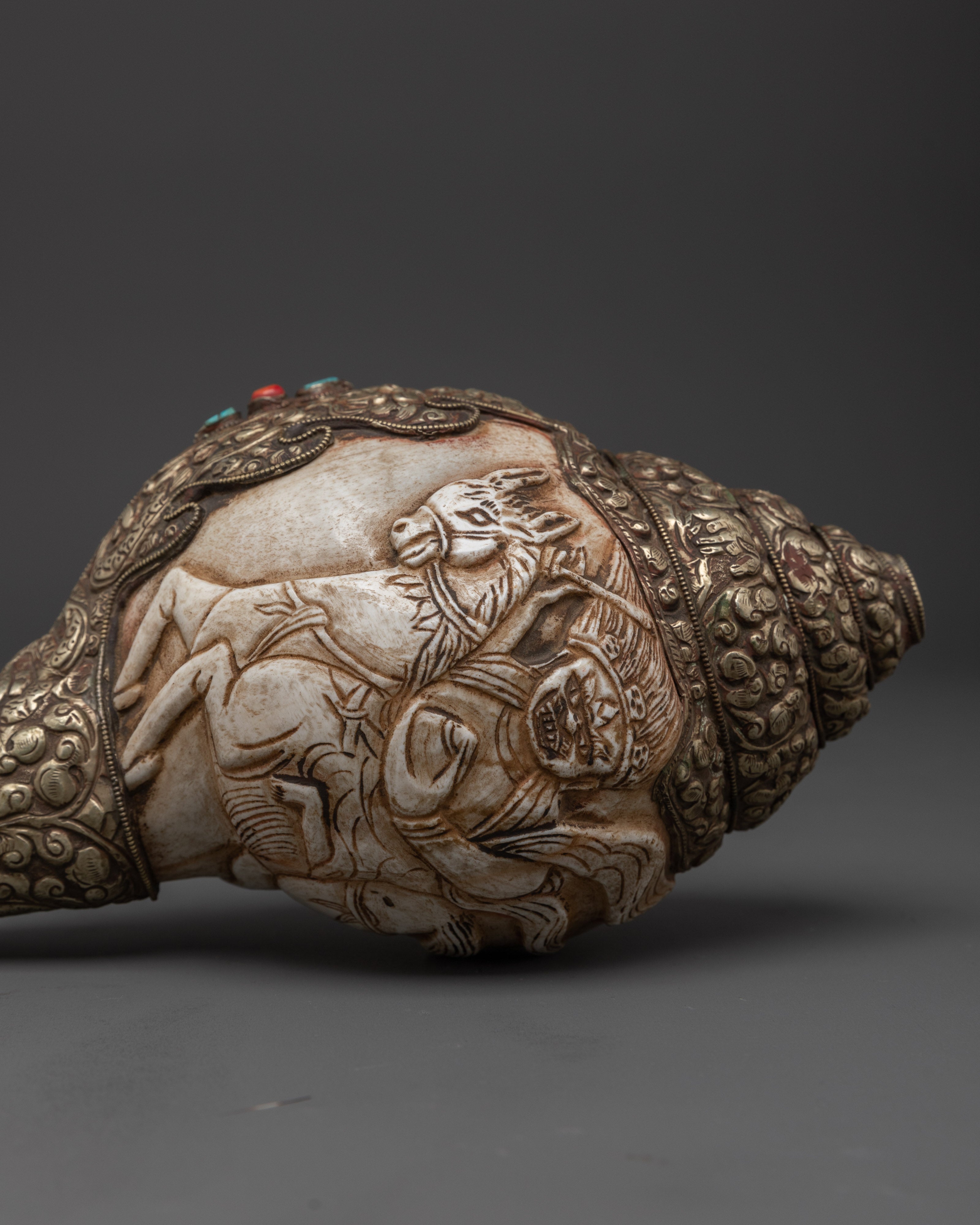 Handcrafted Dharma Conch Shell | Sacred Copper Sound Offering