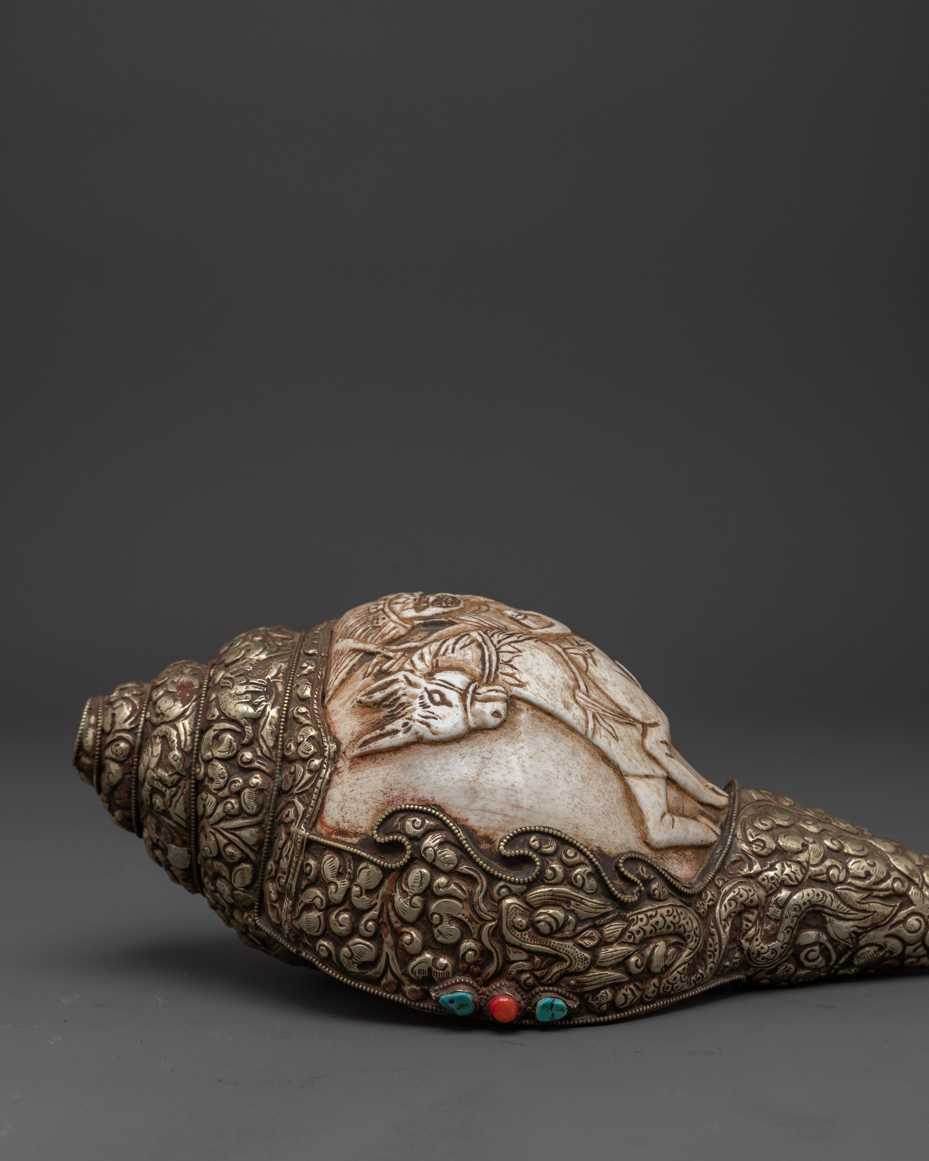 Handcrafted Dharma Conch Shell | Sacred Copper Sound Offering